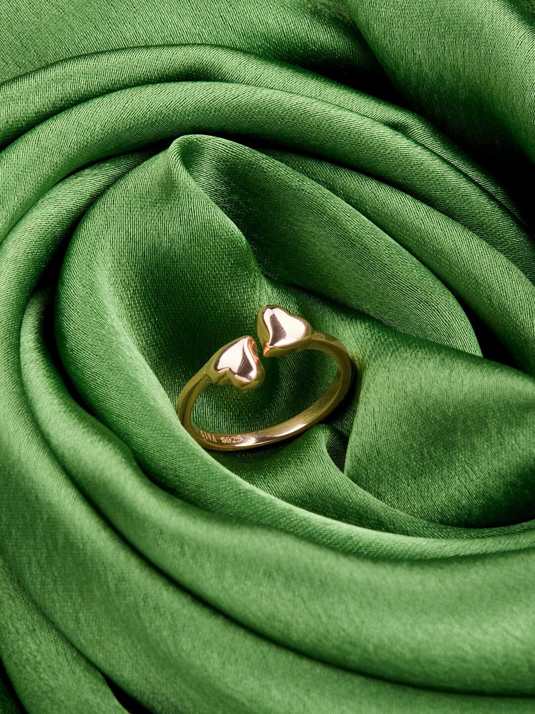 

GIVA 925 Sterling Silver Rose Gold Plated Dual Heart Adjustable Ring