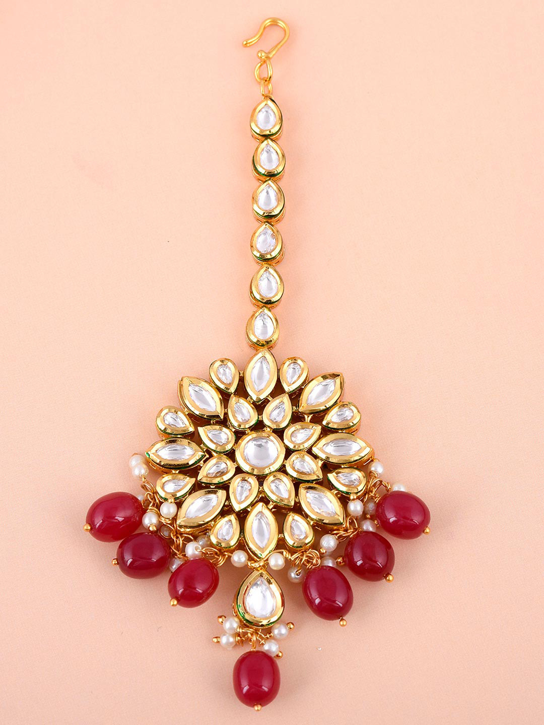 

Tistabene Red & Gold-Toned Gold-Plated Stone-Studded & Beaded Jewellery Set