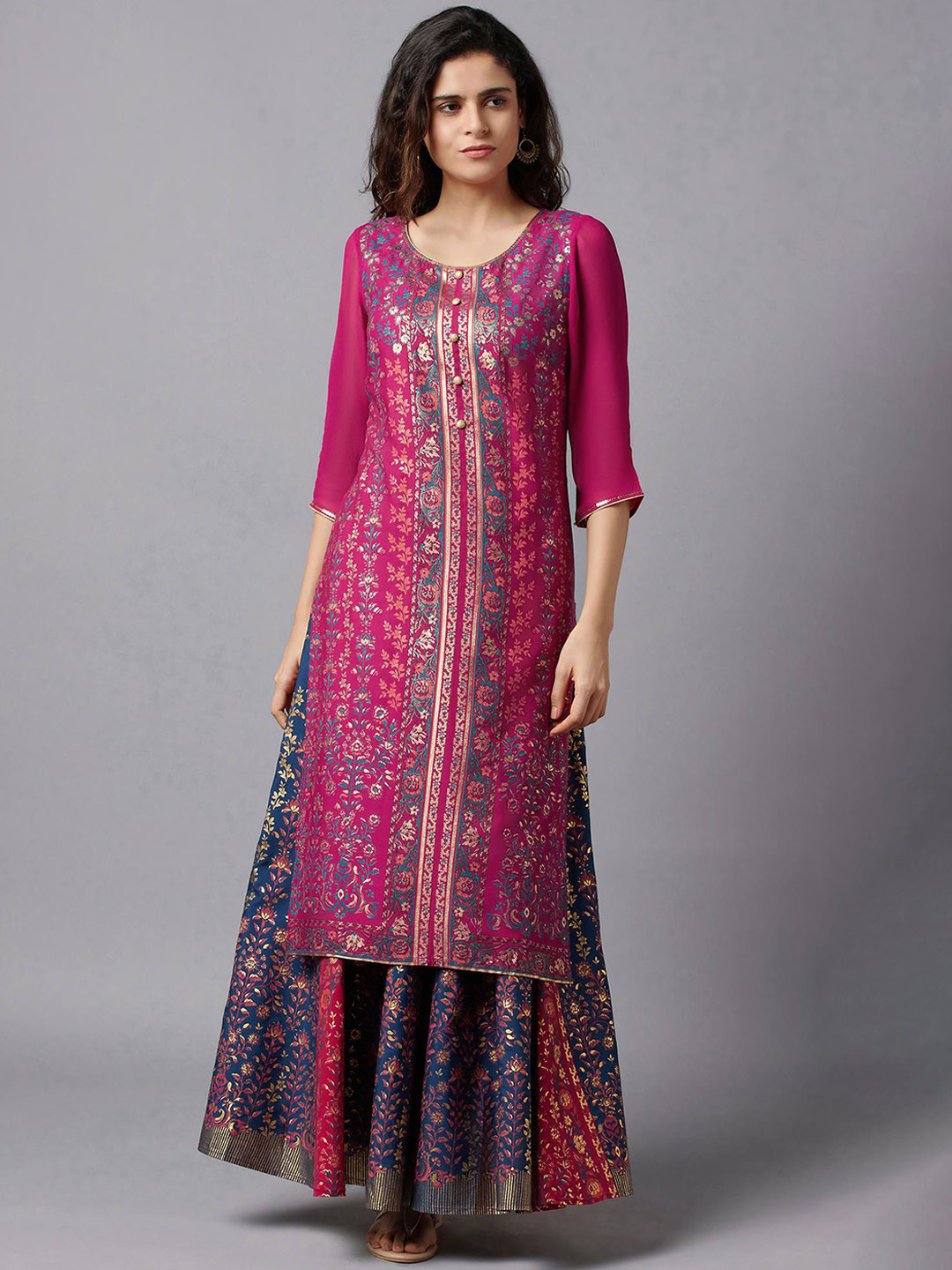 

AURELIA Women Pink Floral Printed Kurta