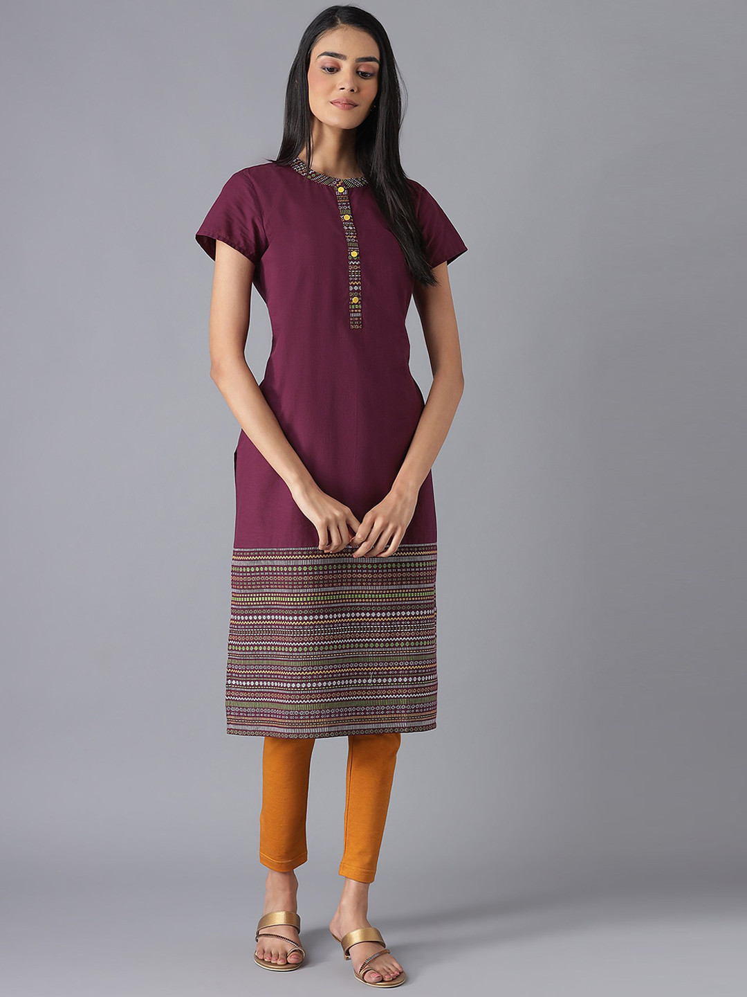 

AURELIA Women Purple Printed Kurta