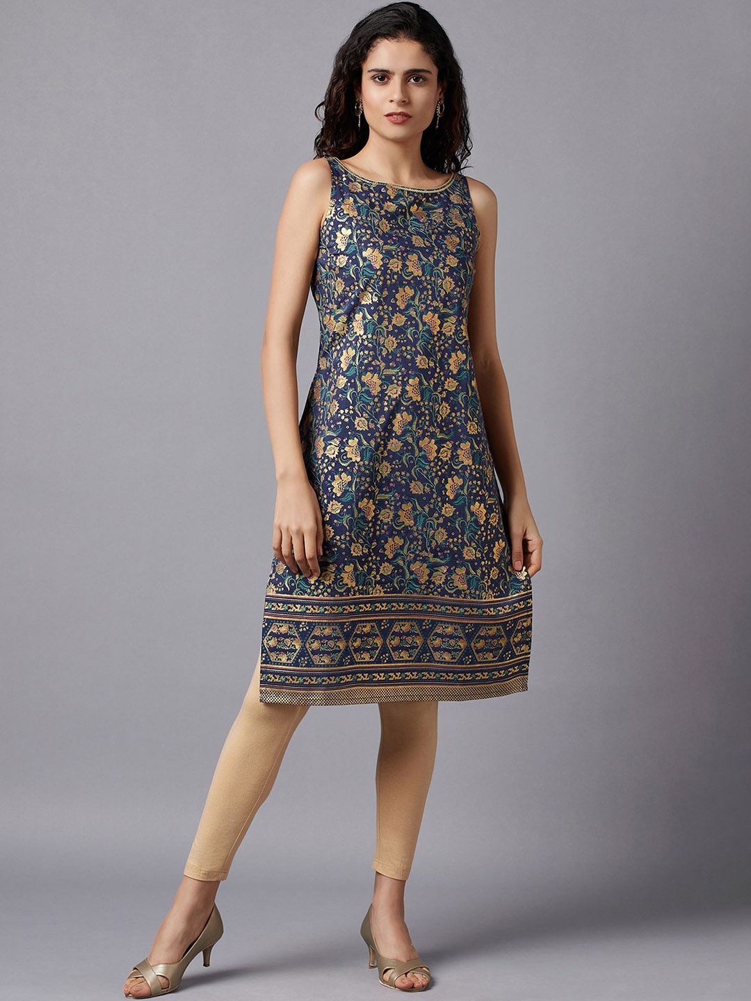 

AURELIA Women Blue Floral Printed Kurta