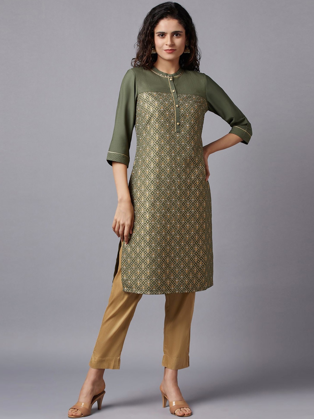 

AURELIA Women Green Ethnic Motifs Printed Kurta