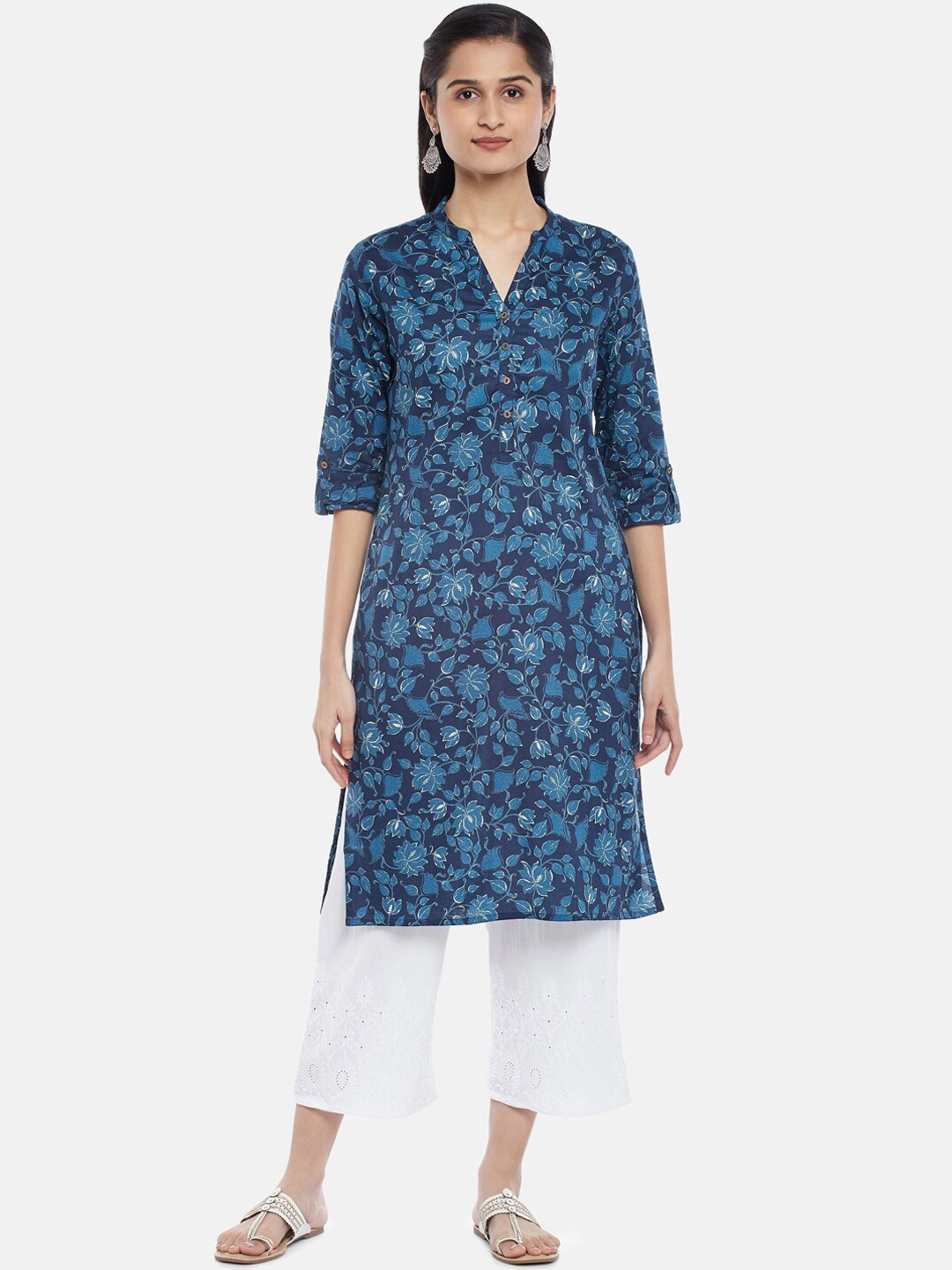 

RANGMANCH BY PANTALOONS Women Blue Ethnic Motifs Printed Kurta