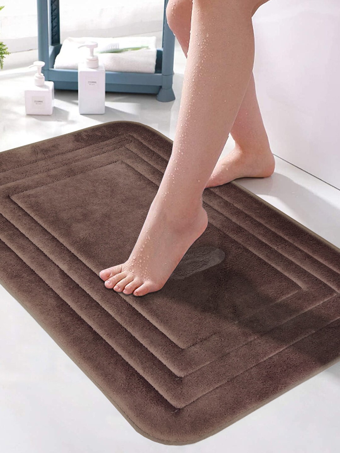 

BIANCA Brown Solid Anti-Slip Memory Foam Bath Rug