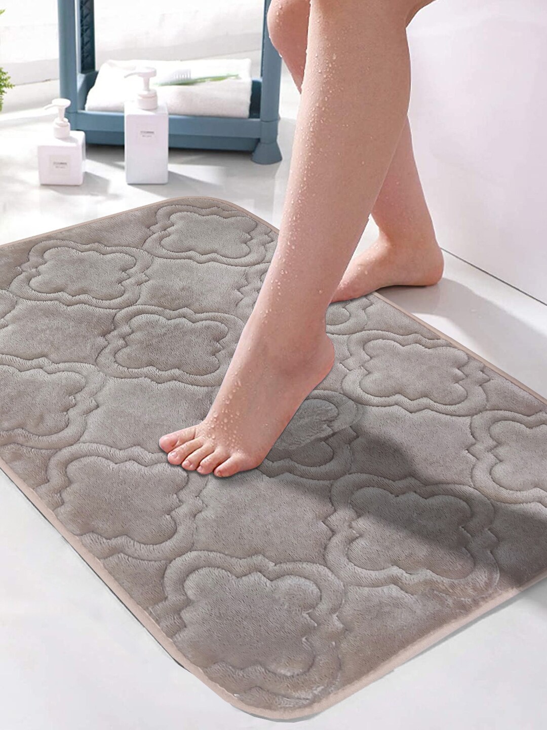 

BIANCA Beige & Grey Memory Foam Anti-Slip Bath Rug