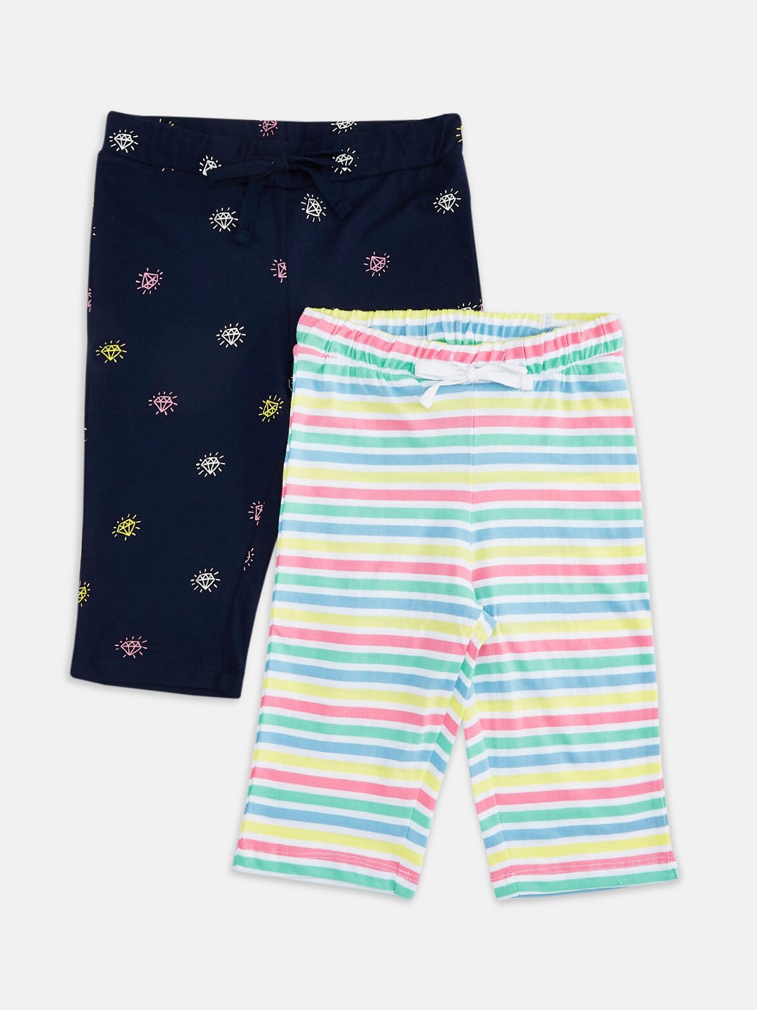 

Pantaloons Junior Girls Navy Blue & Multicoloured 2 Printed Lounge Shorts