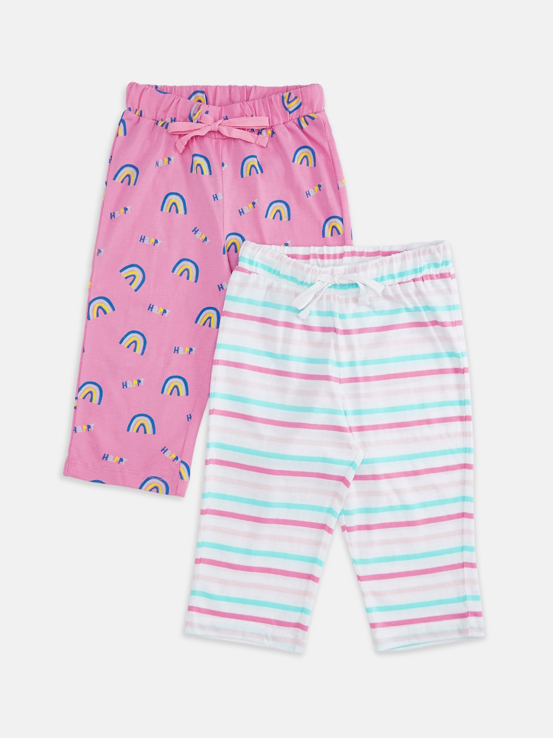 

Pantaloons Junior Pack of 2 Girls Printed Cotton Lounge Pants, Pink