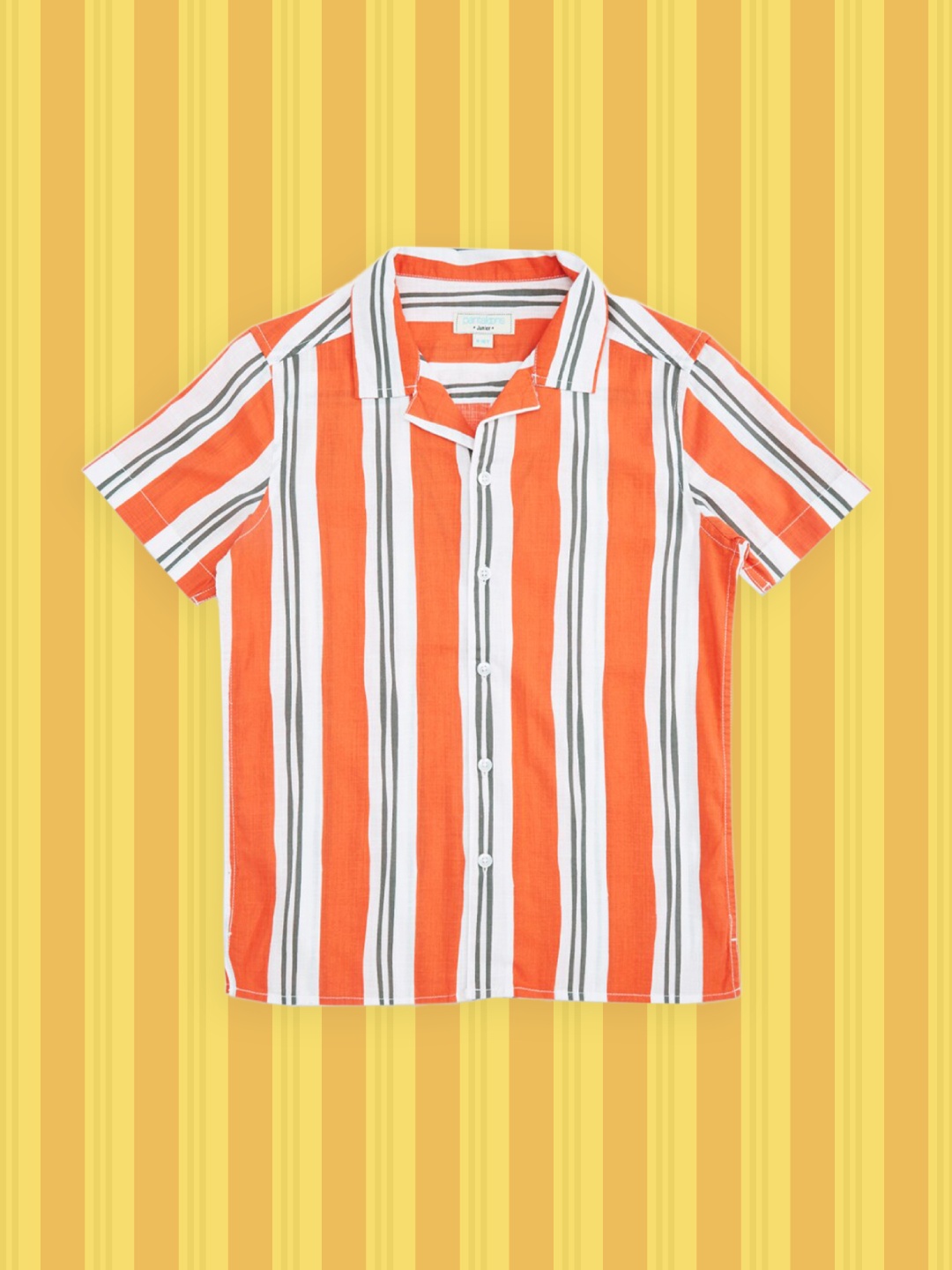 

Pantaloons Junior Boys Orange Multi Stripes Striped Pure Cotton Casual Shirt