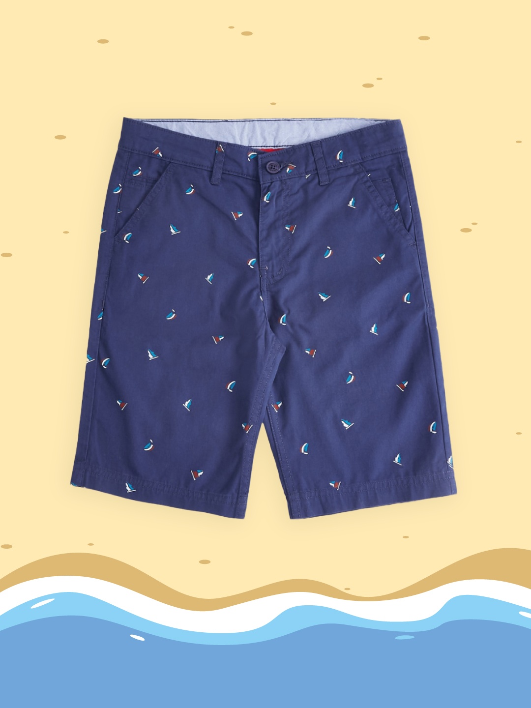 

Pantaloons Junior Boys Navy Blue Printed Shorts