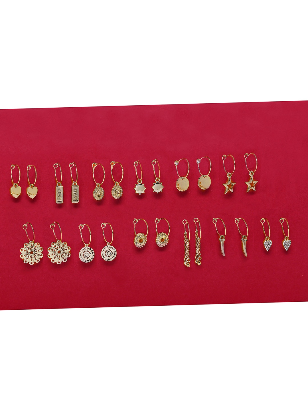 

Lilly & sparkle Set Of 12 Gold-Toned Contemporary Earrings