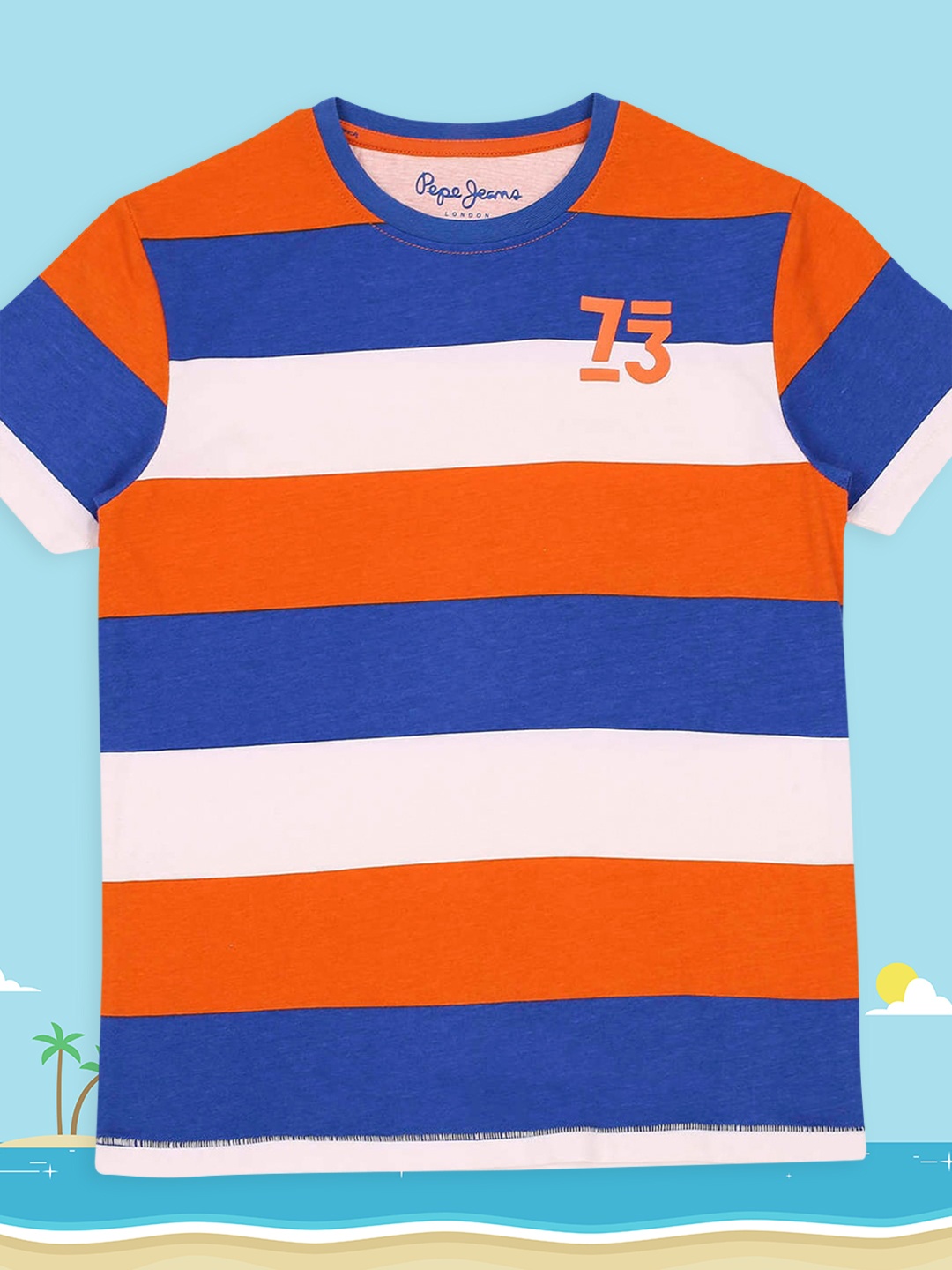 

Pepe Jeans Boys Orange Striped T-shirt