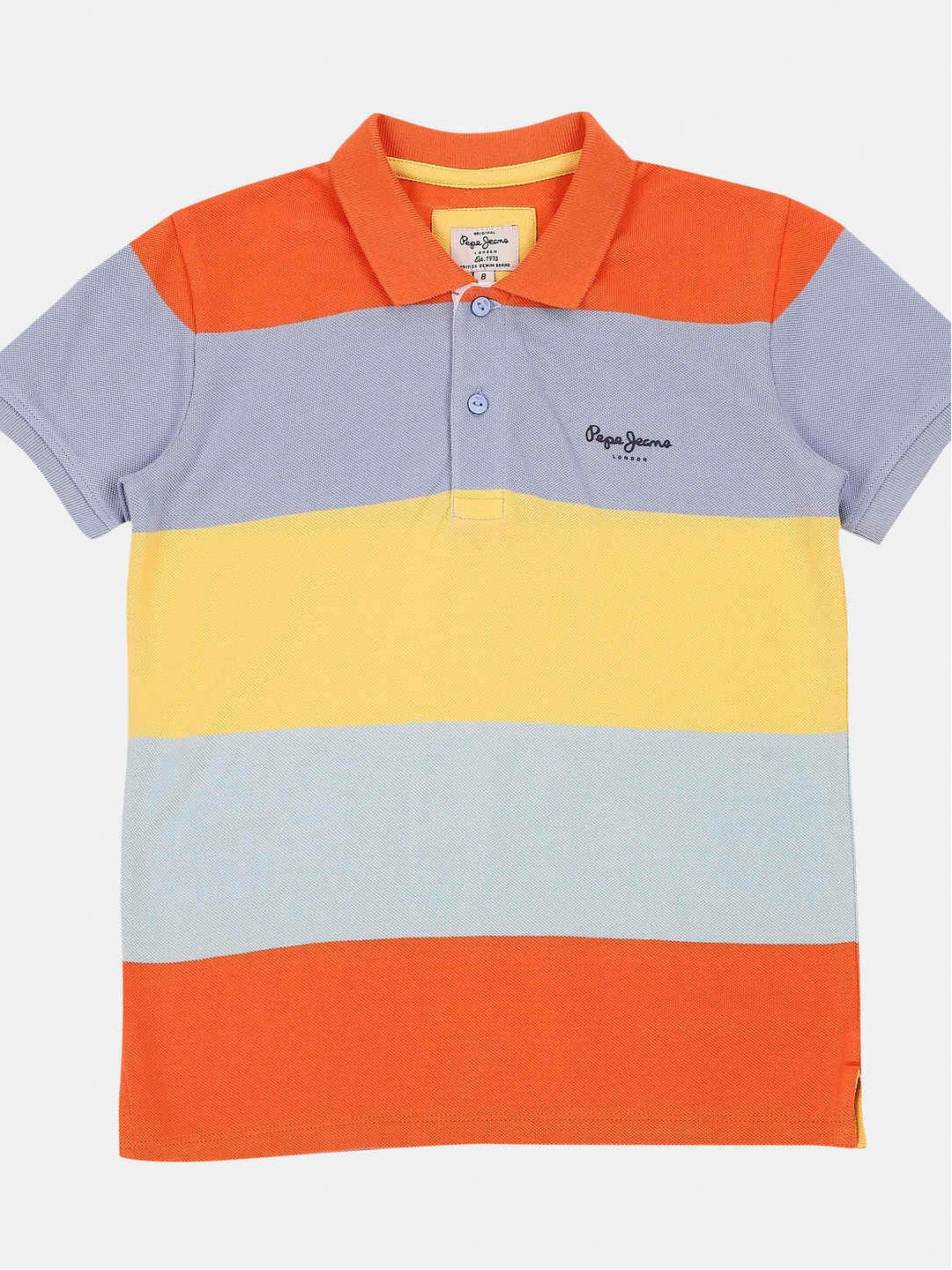 

Pepe Jeans Boys Yellow & Orange Colourblocked Polo Collar T-shirt with Mask