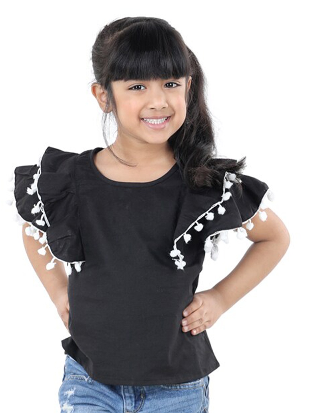 

Cutiekins Girls Black & White Crepe Top