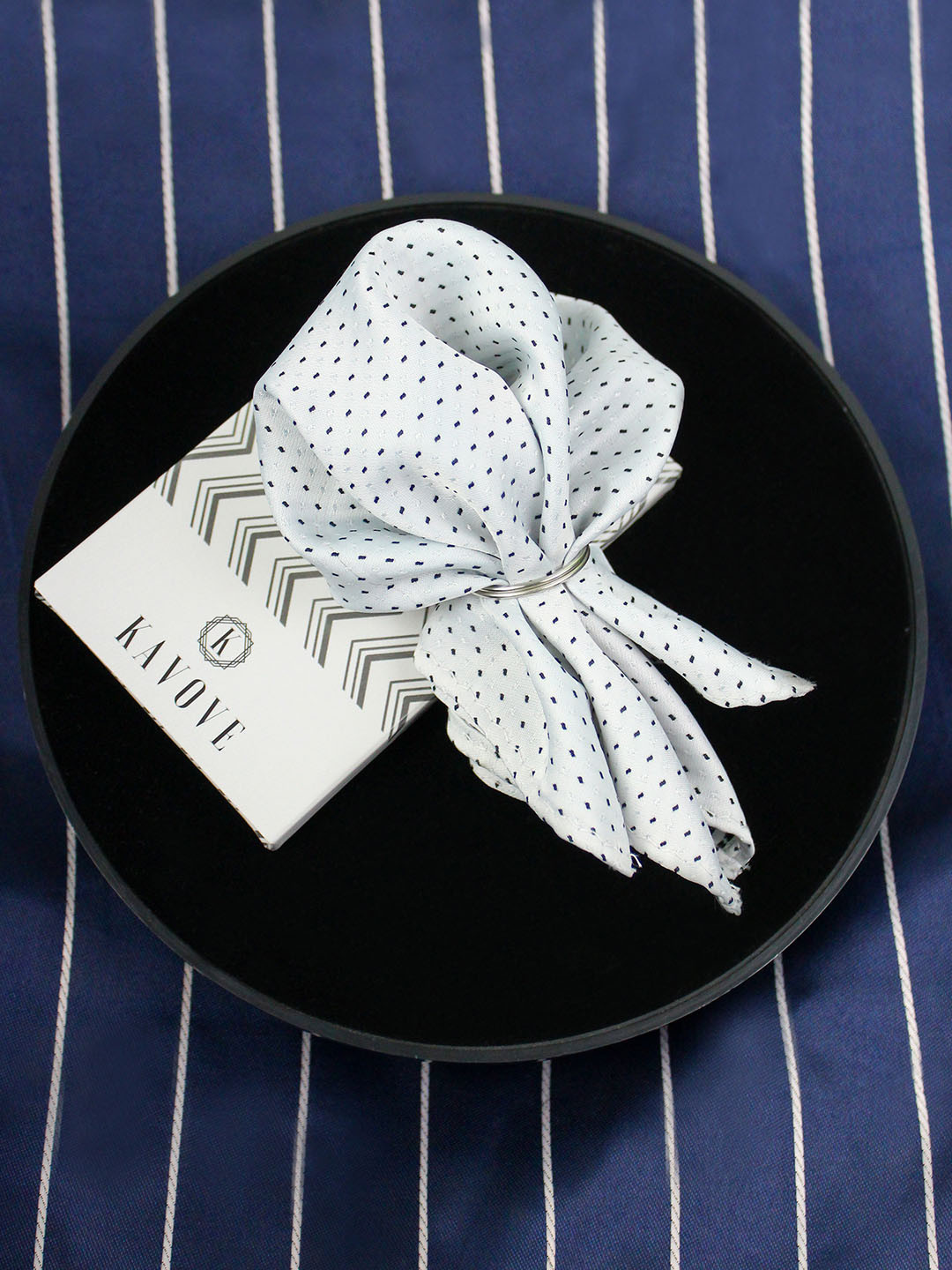 

KOVOVE Men White Self Design Pocket Square