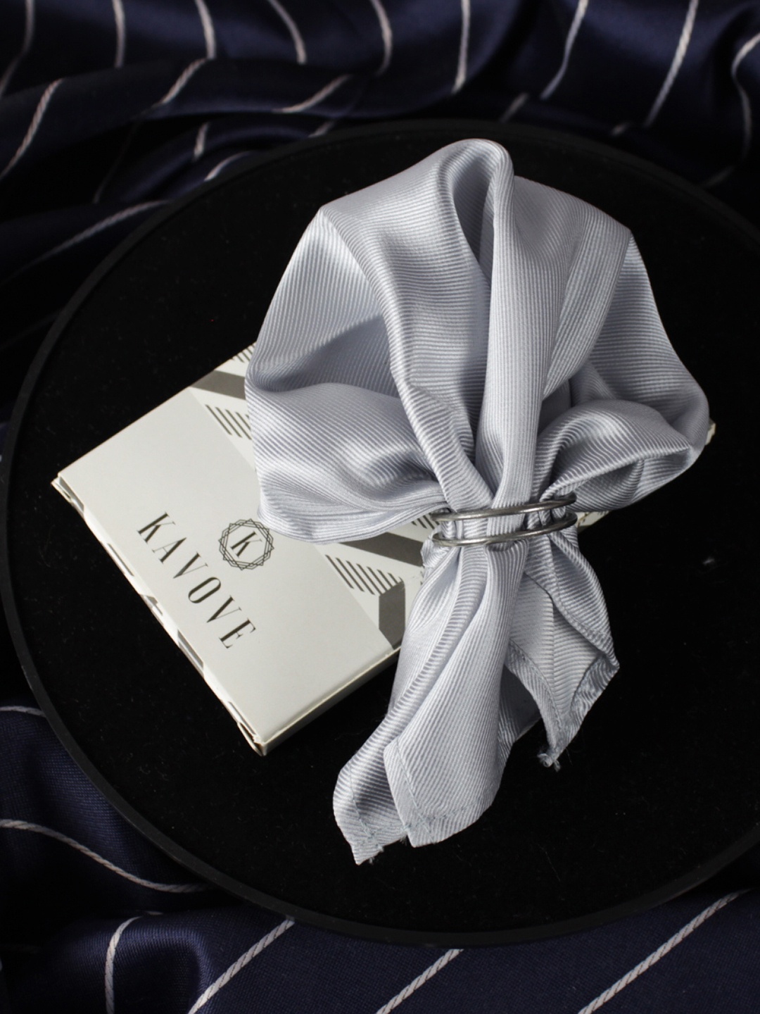 

KOVOVE Blue Striped Pocket Square
