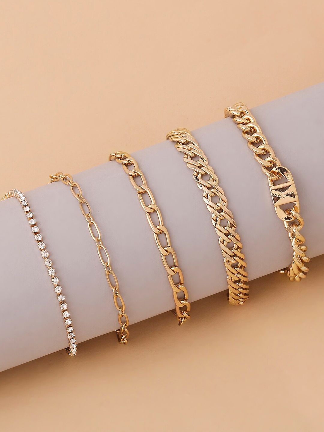 

Lilly & sparkle Women 5 Gold-Toned Gold-Plated Link Bracelet