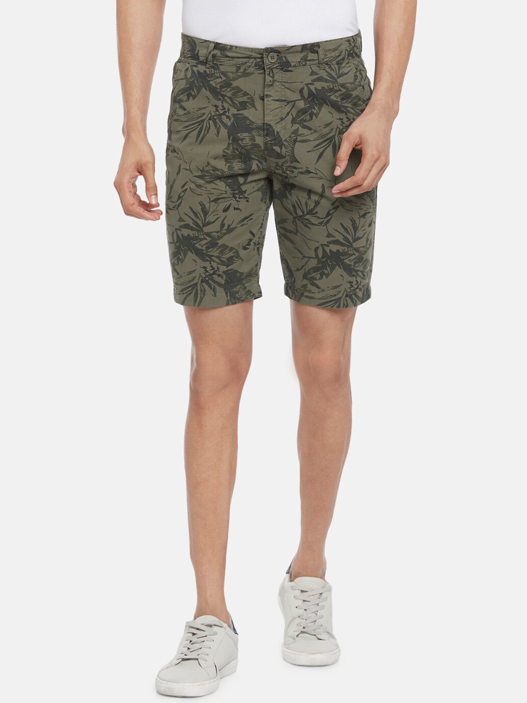 

People Men Olive Green Printed Shorts