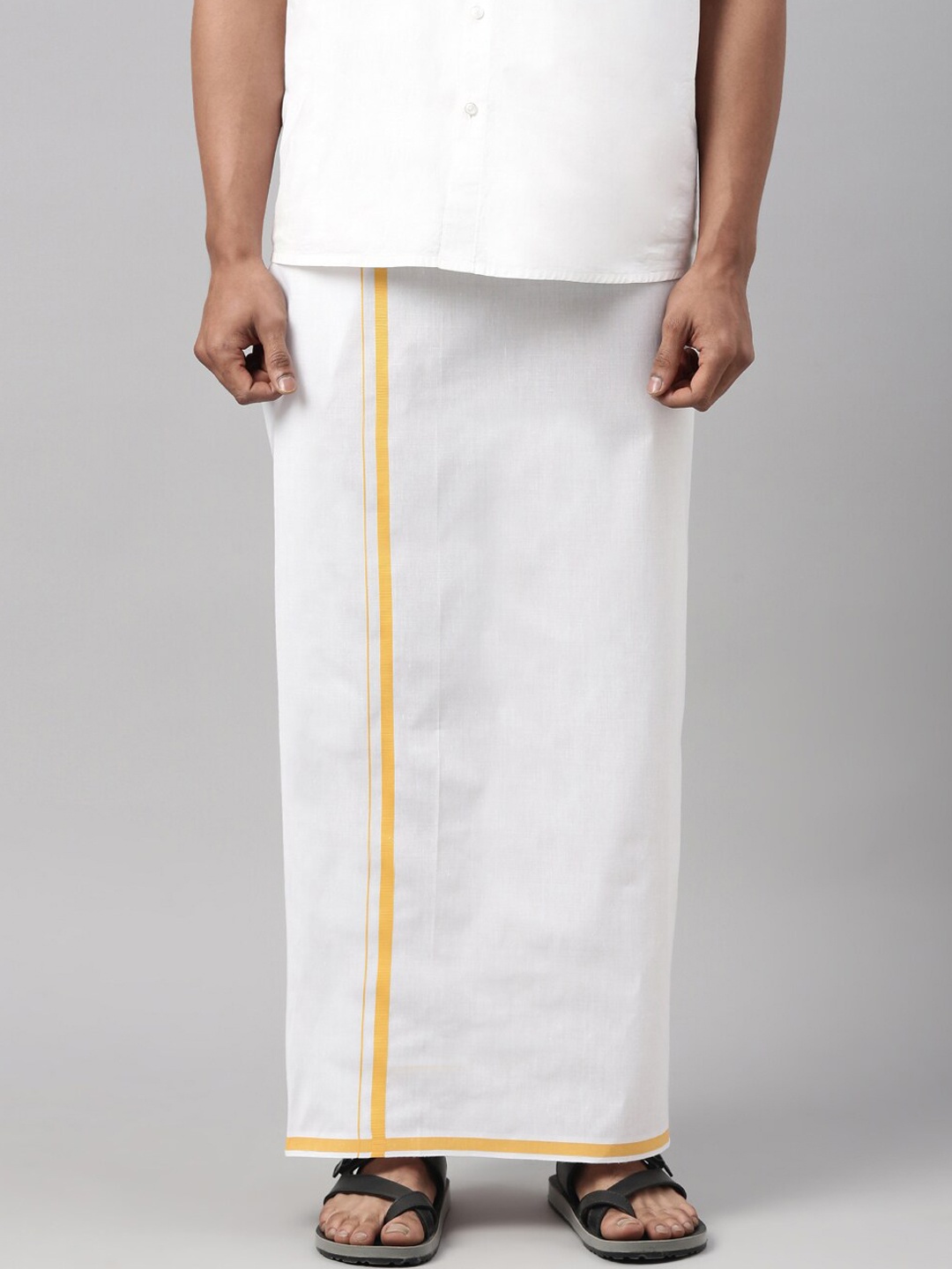 

WHITE HEART Men Mustard Pure Cotton Dhoti