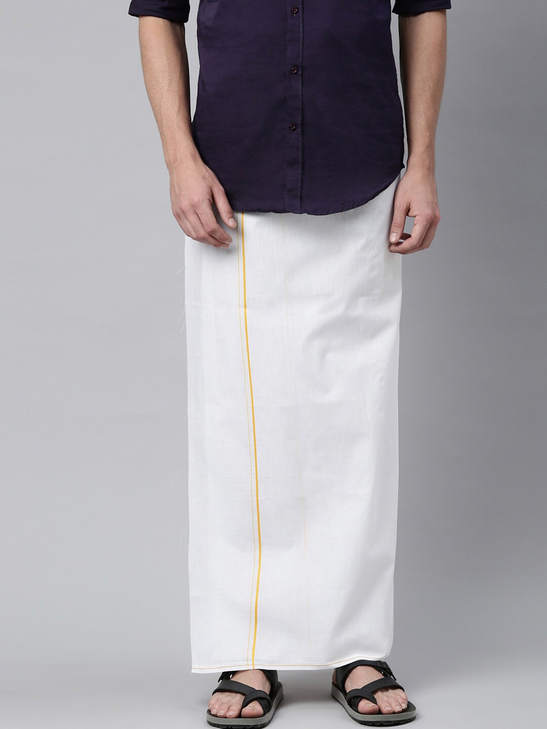 

WHITE HEART Men Solid Mustard Pure Cotton Dhoti