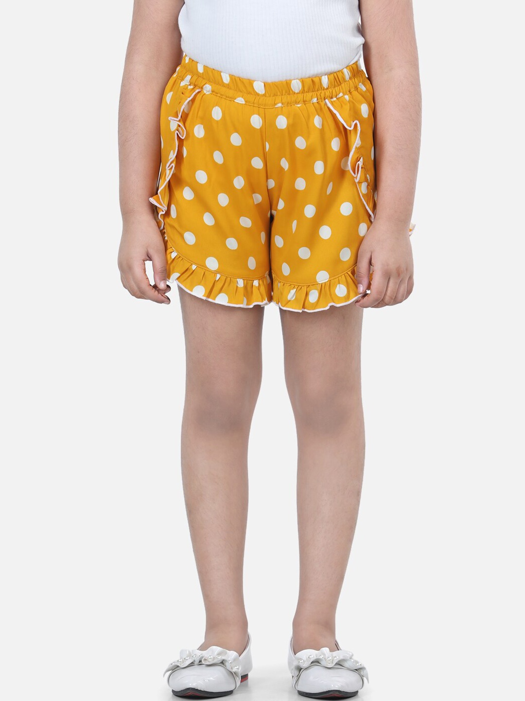 

Cutiekins Girls Yellow Conversational Printed Shorts
