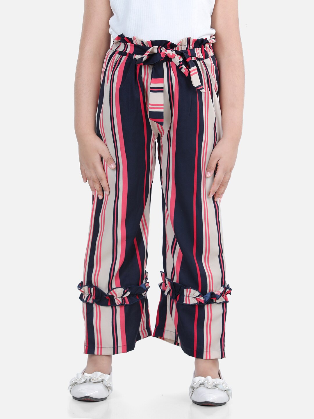 

Cutiekins Girls White & Black Striped Knitted Palazzos