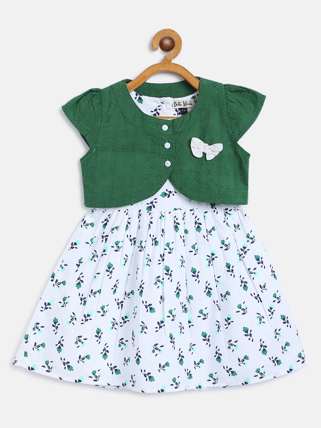 

Bella Moda White & Green Floral Dress