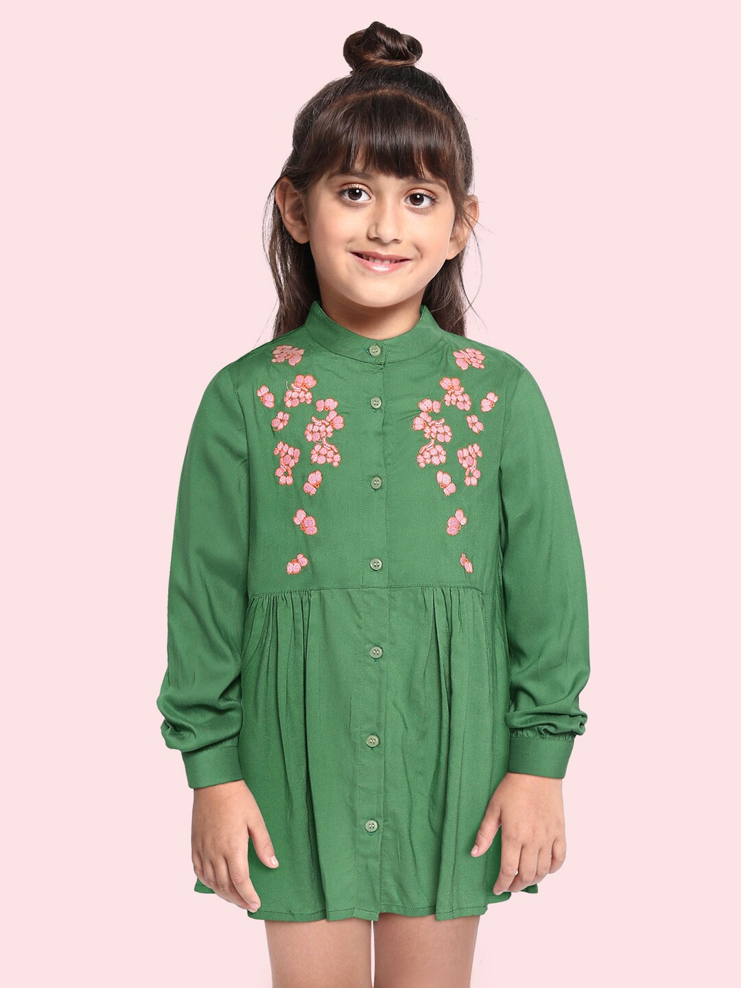 

Bella Moda Green Floral Embroidered Dress