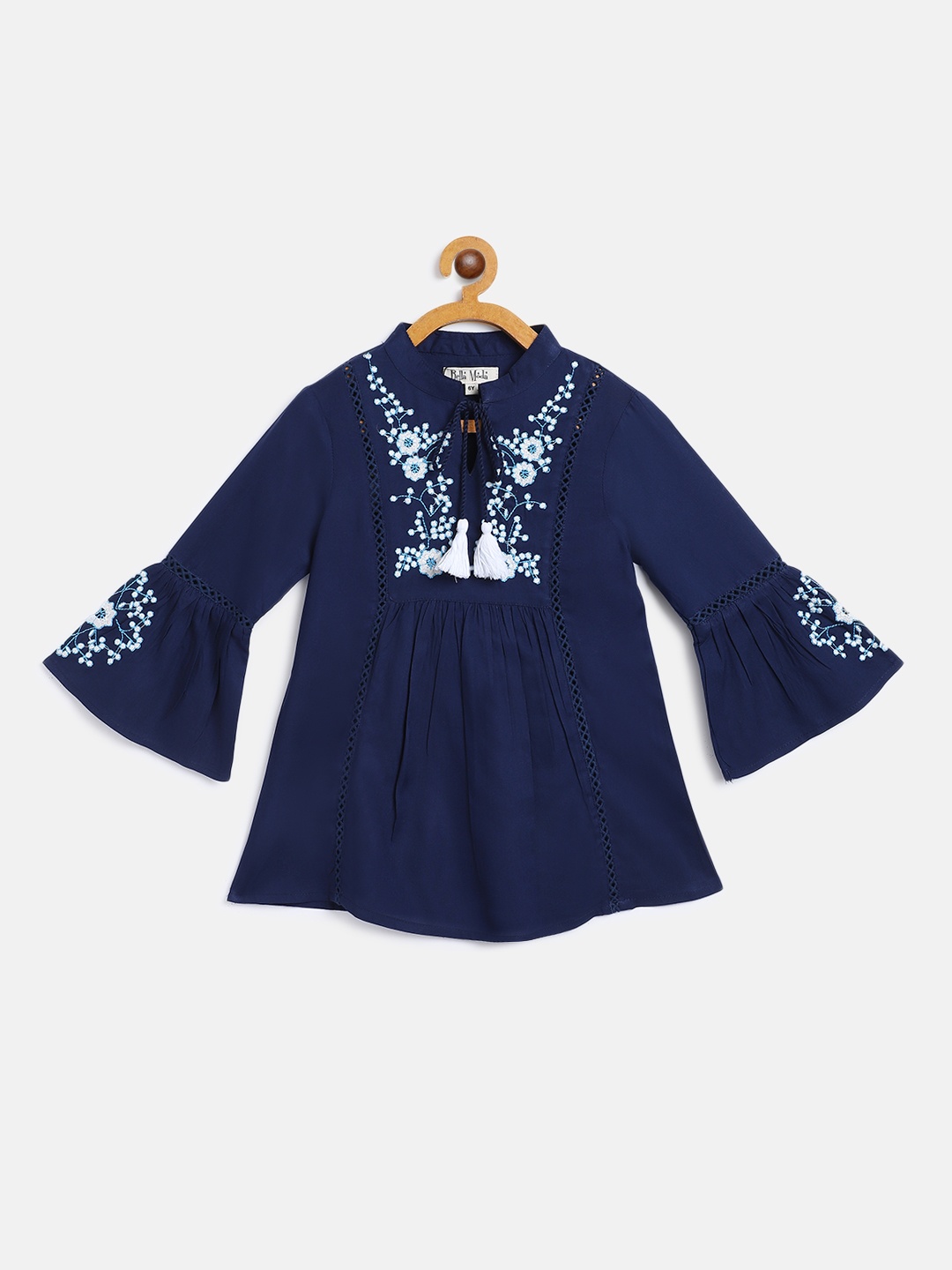 

Bella Moda Blue Floral Embroidered Dress