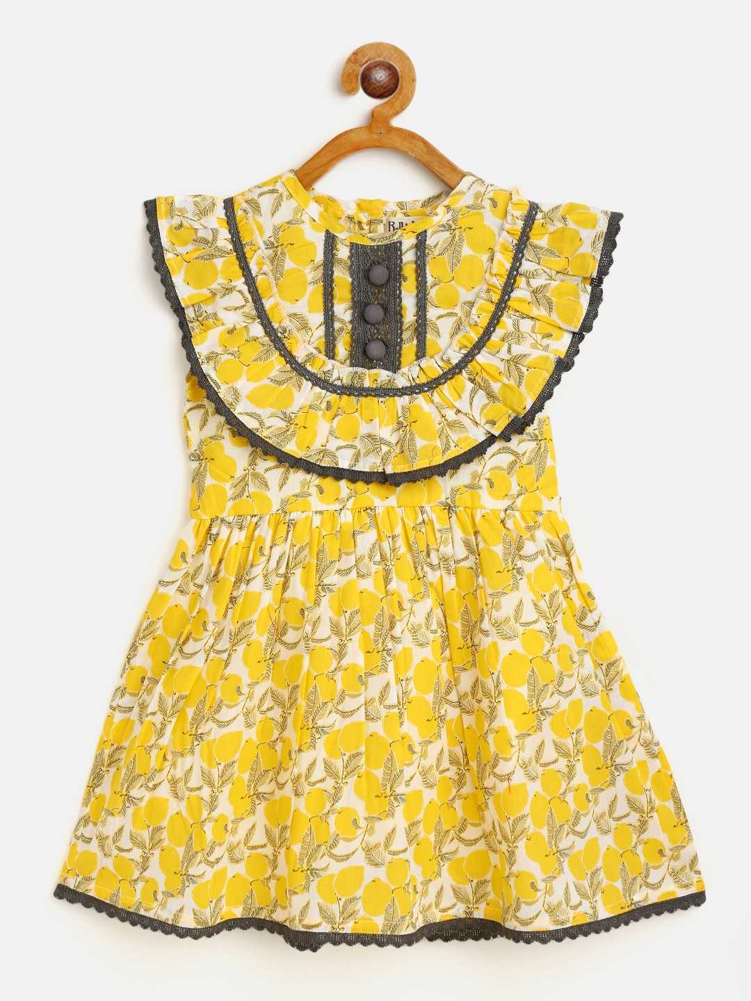 

Bella Moda White & Yellow Printed Pure Cotton A-Line Dress