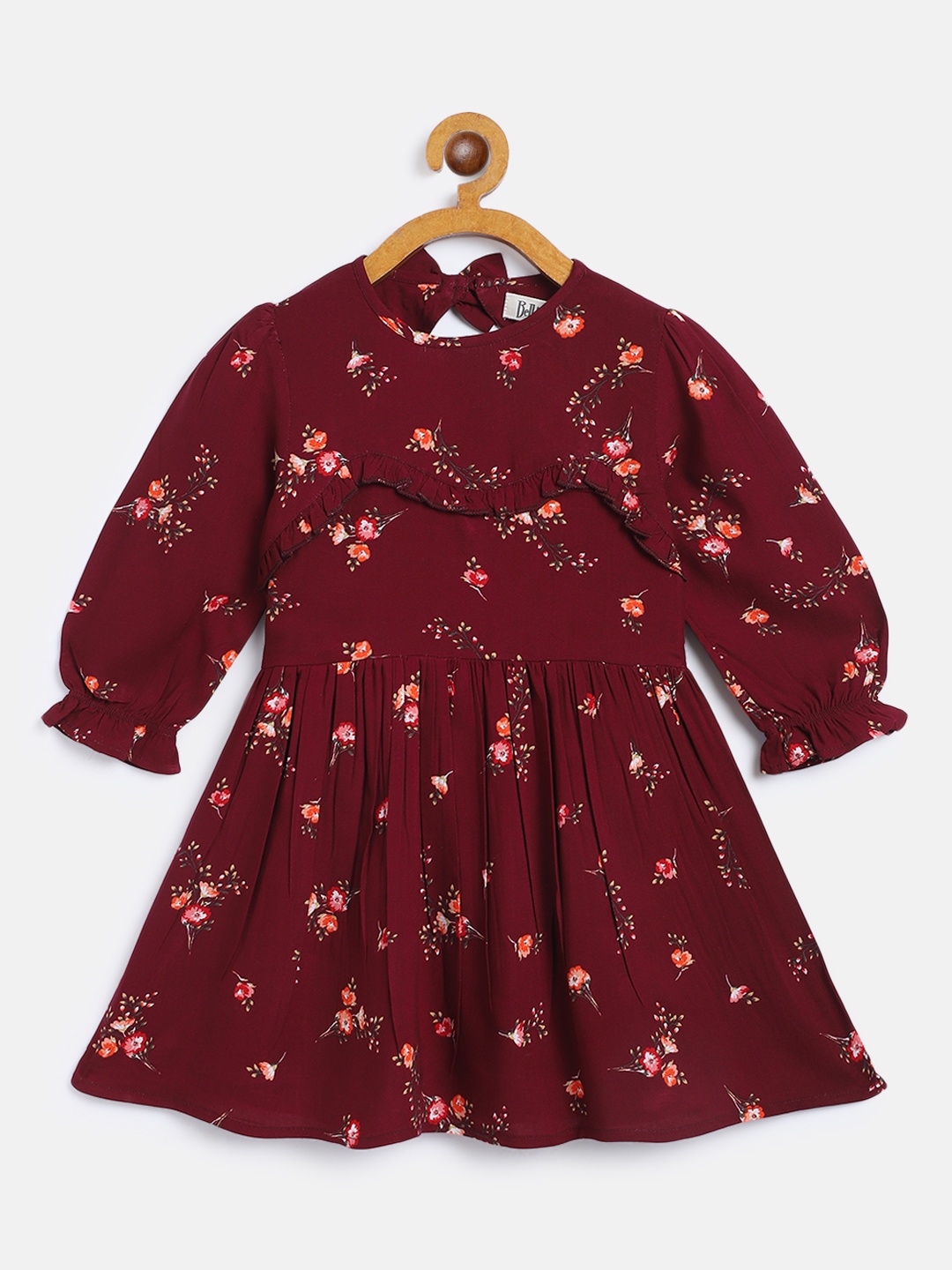 

Bella Moda Maroon Floral Dress