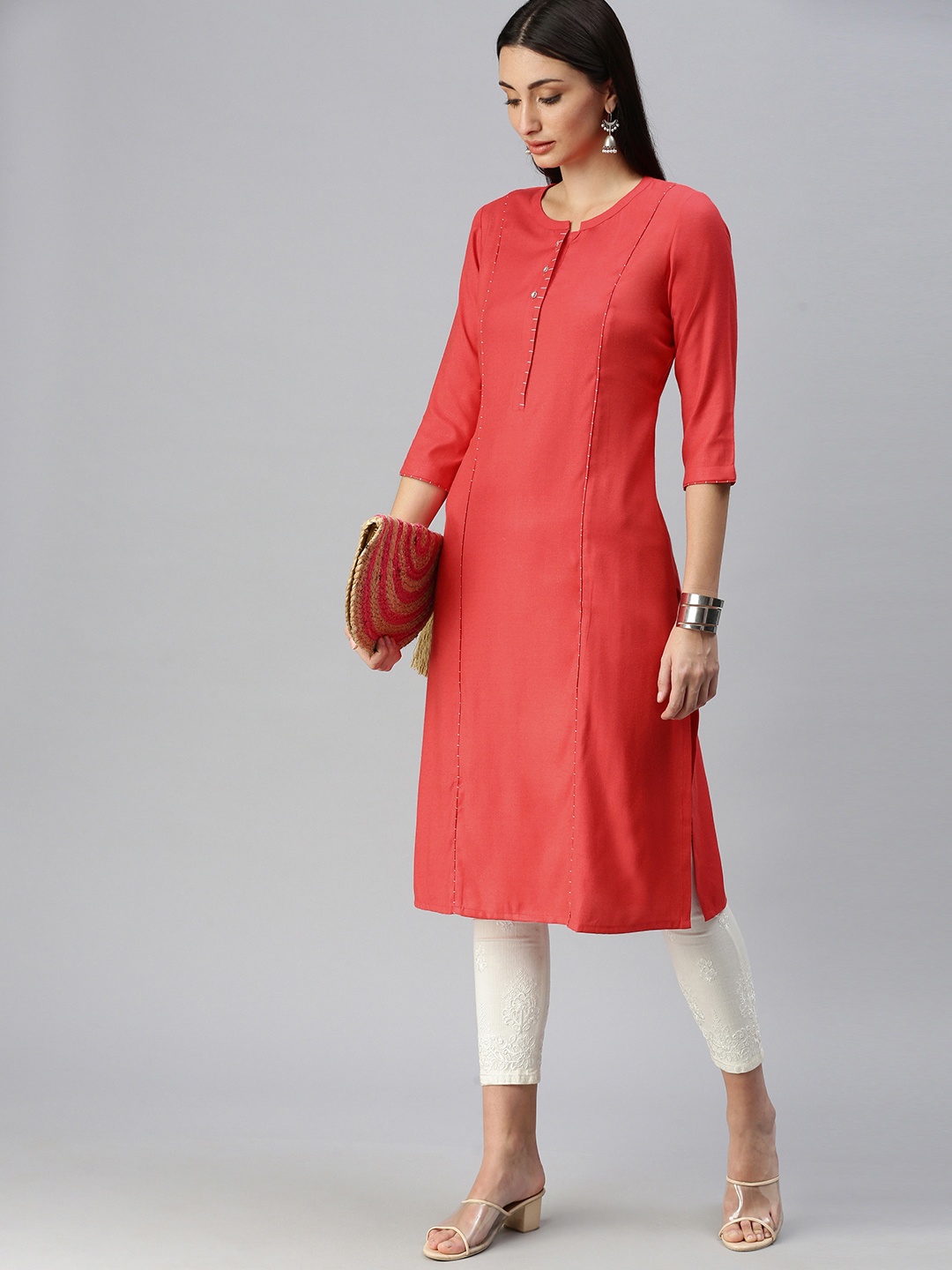 

ETIQUETTE Women Red Solid Kurta