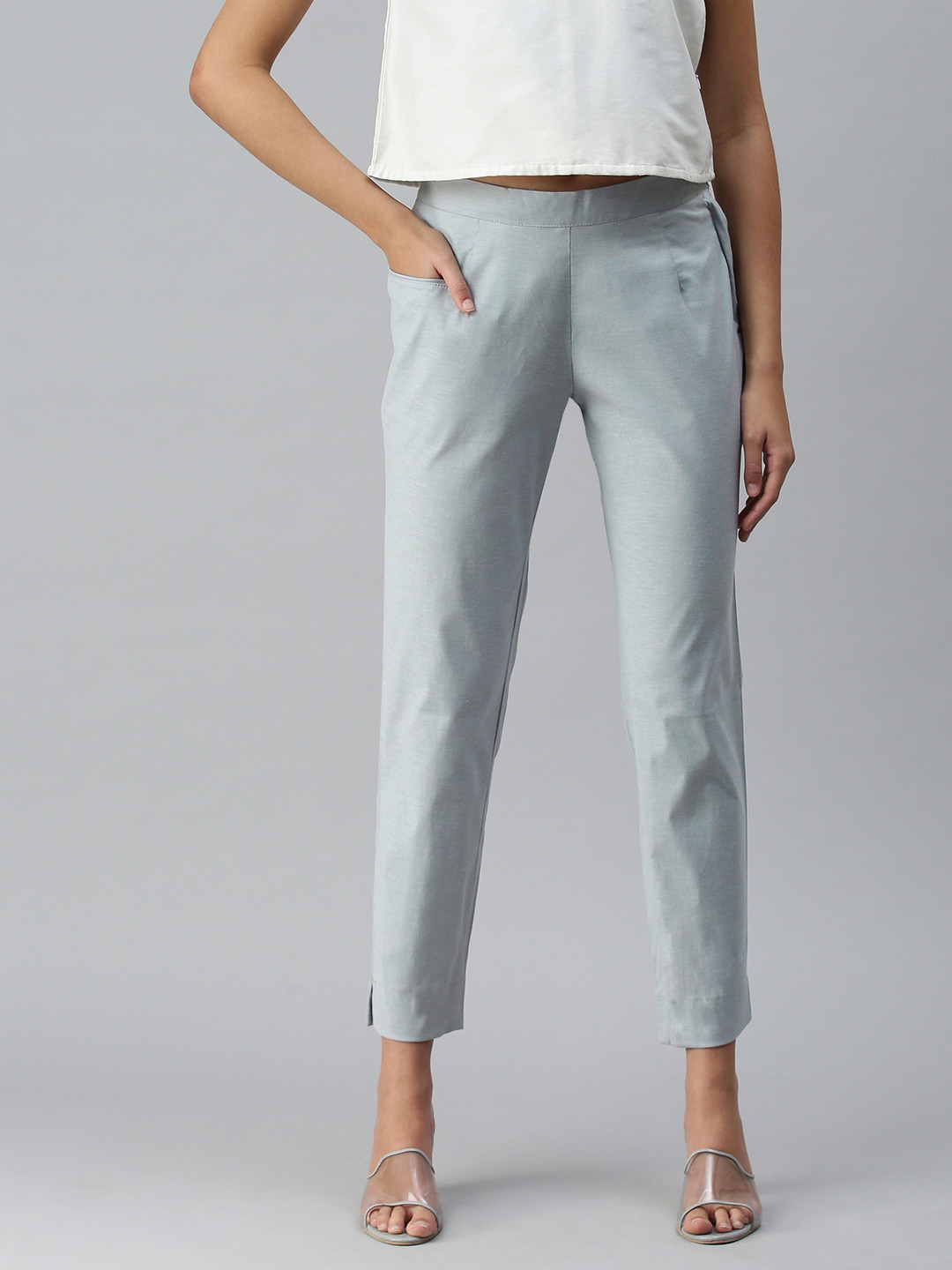 

ETIQUETTE Women Grey Smart Trousers