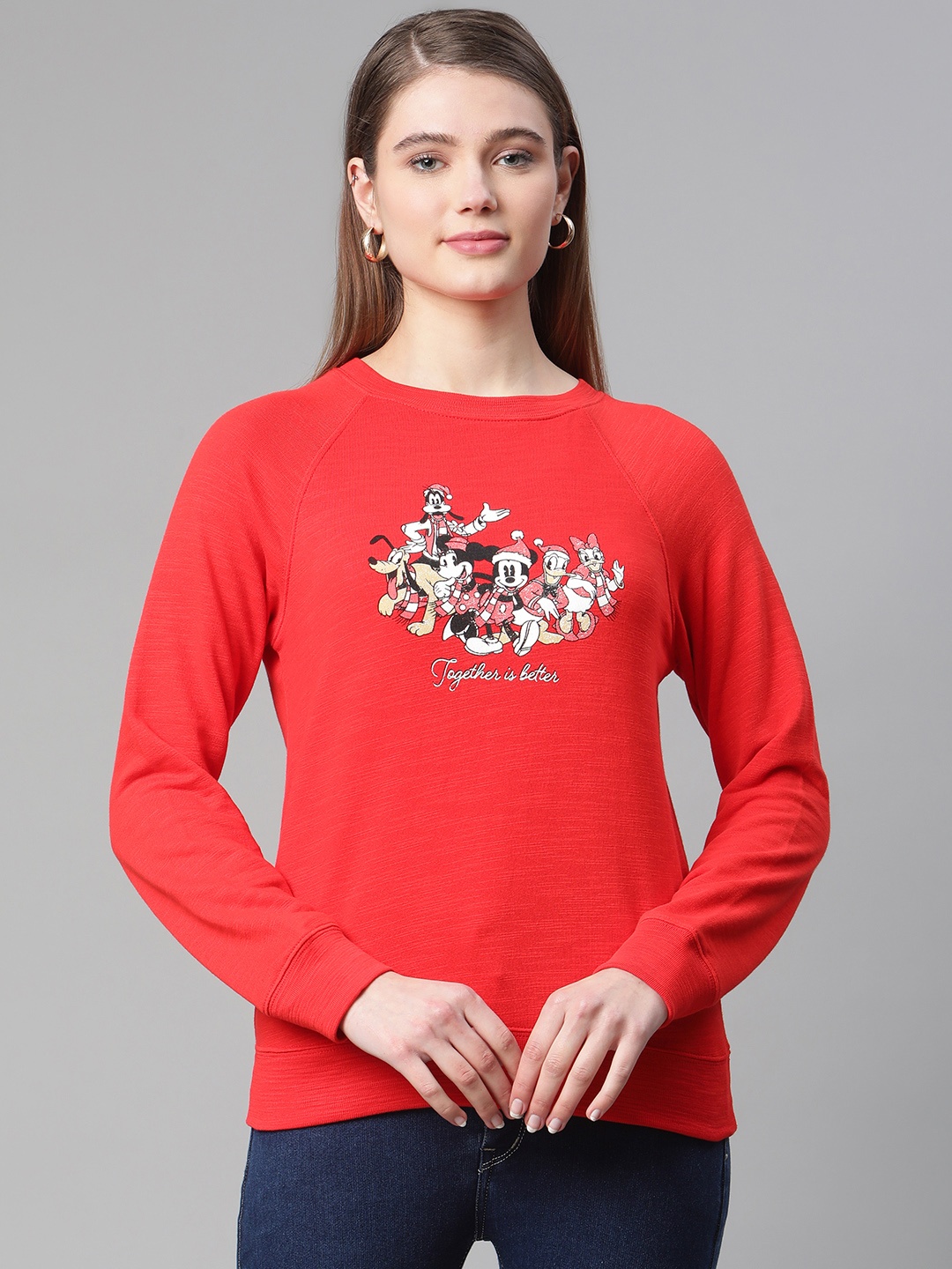 

Marks & Spencer Women Red Printed Sweatshirt