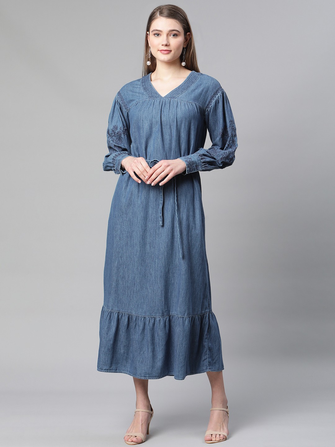 

Marks & Spencer Women Blue Pure Cotton Maxi Dress