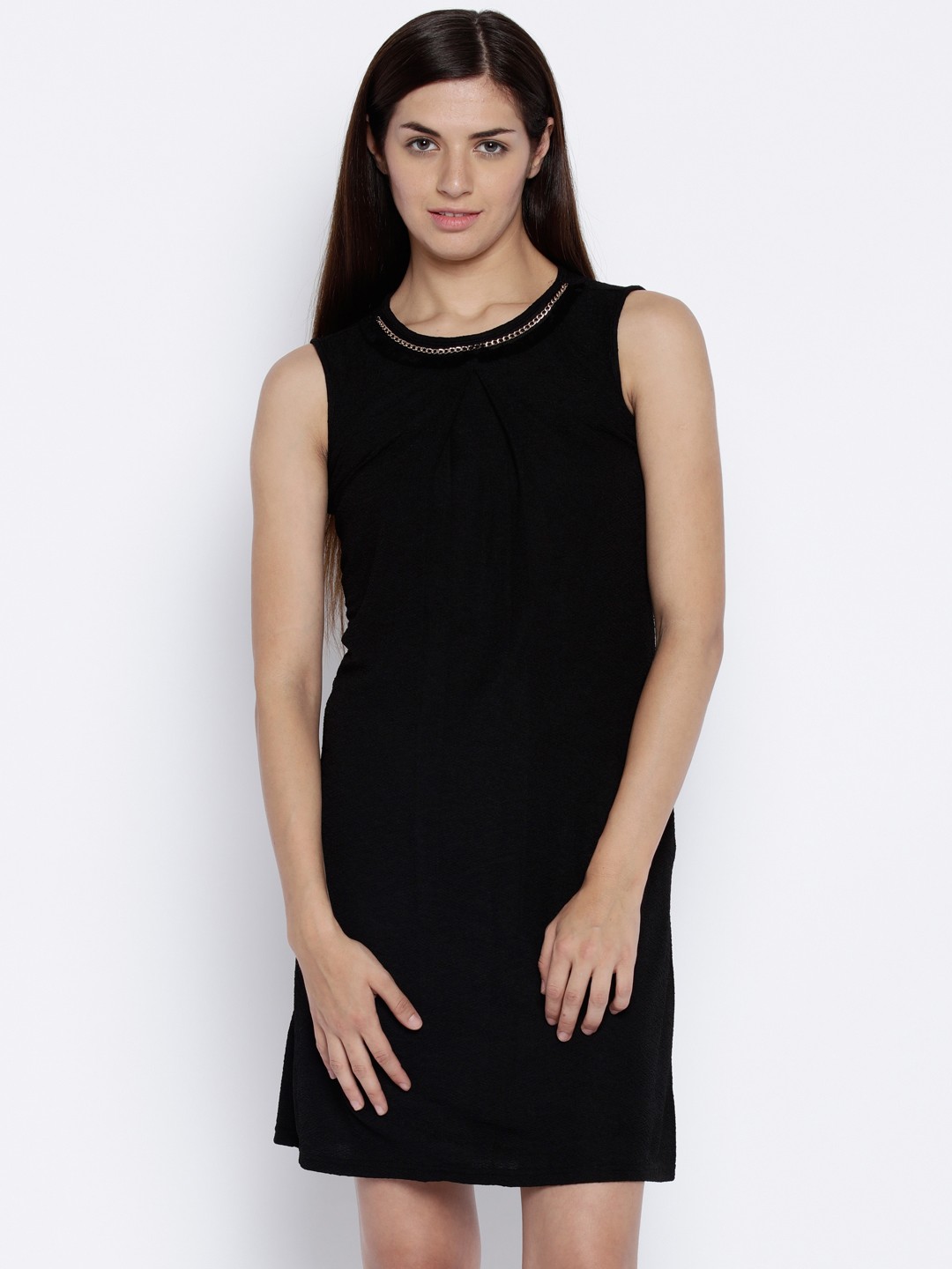 

AND Women Black Solid Sheath Dress