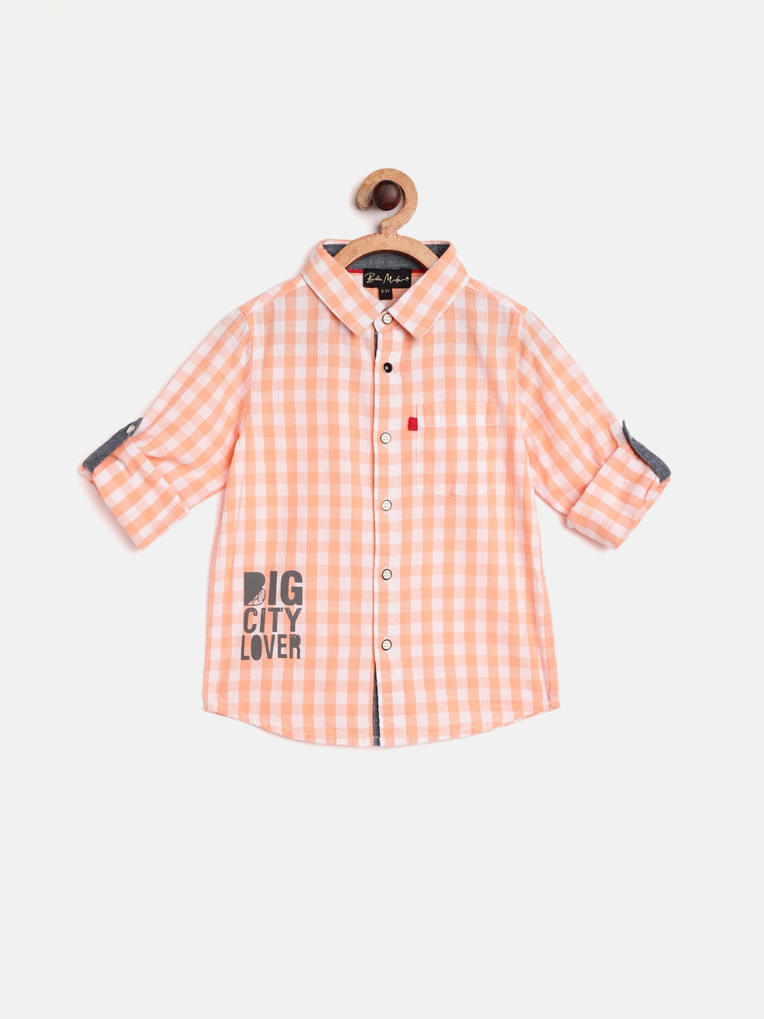 

Bella Moda Boys Orange Standard Checked Casual Shirt