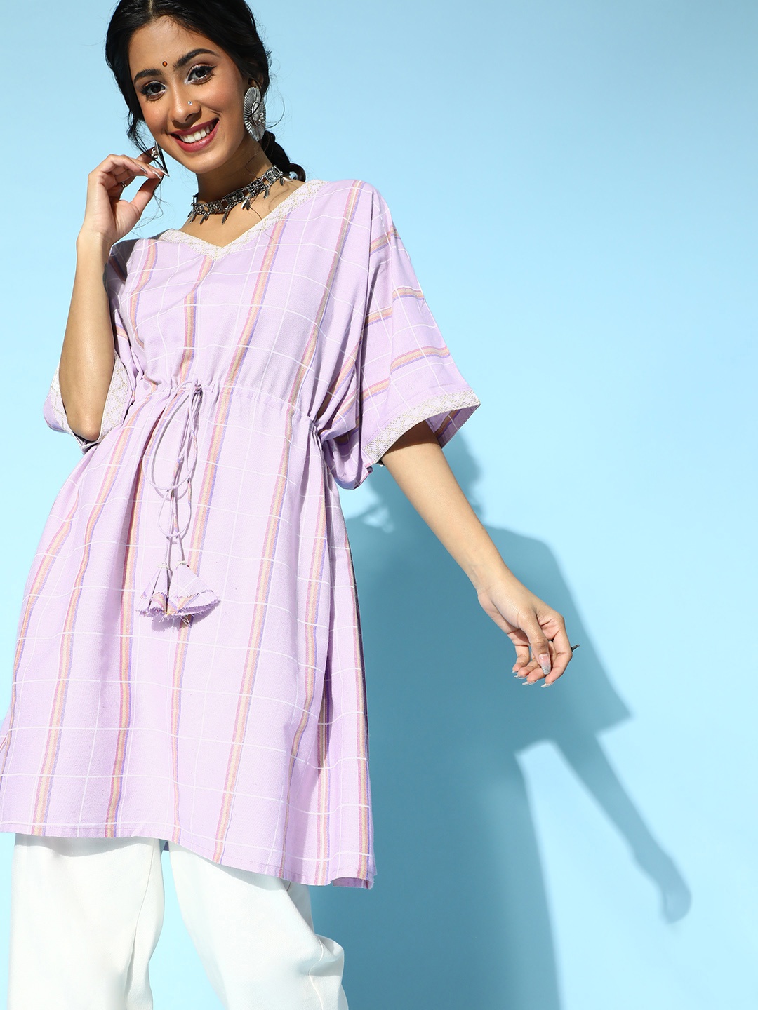 

Yufta Lavender Cotton Kaftan Kurta