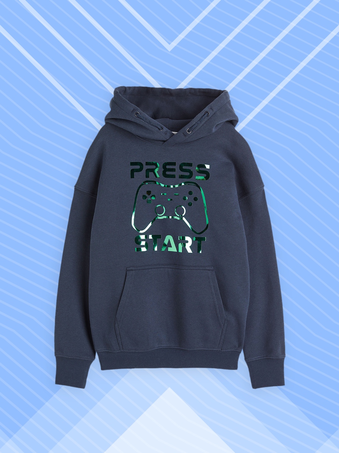 

H&M Blue Printed Oversized Hoodie