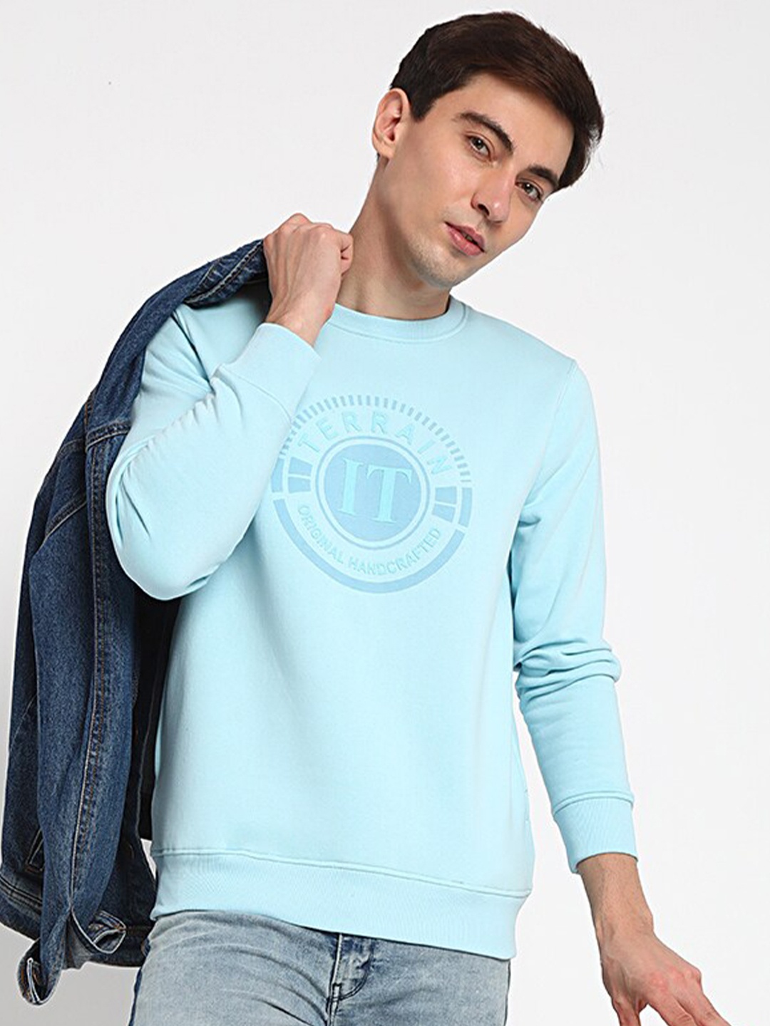 

Indian Terrain Men Blue Printed Sweatshirt