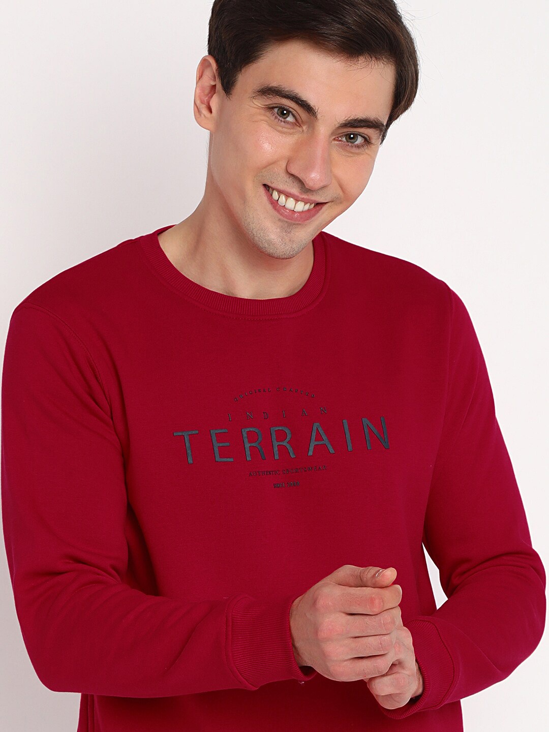 

Indian Terrain Men Red Printed Sweatshirt