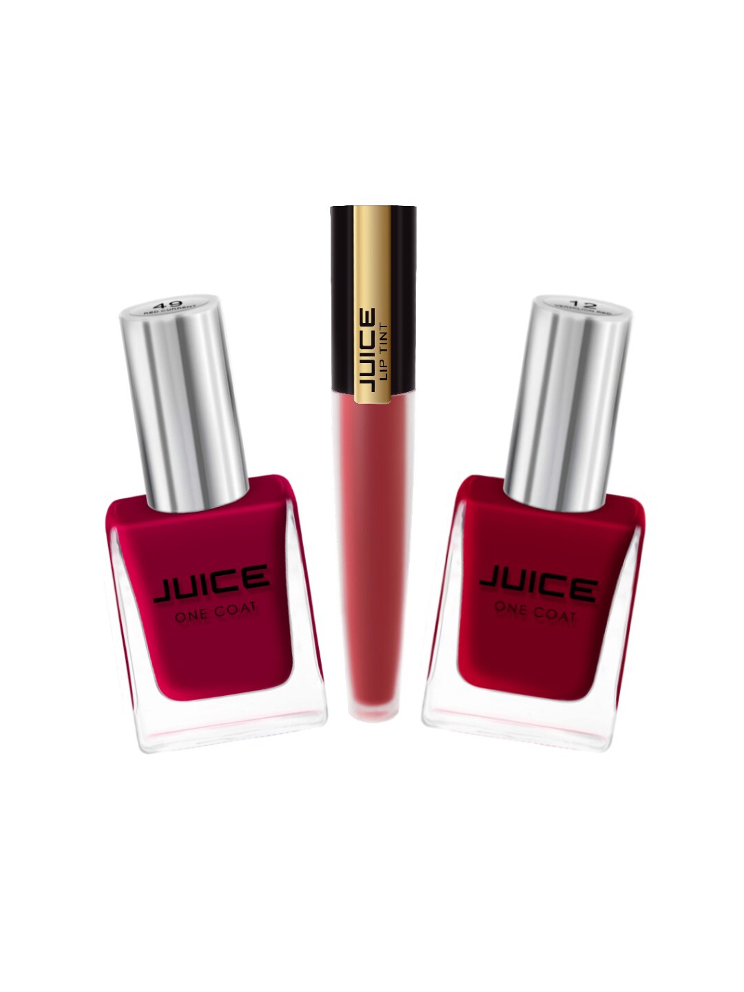 

JUICE Set of Vermillion Red 12 - Red Current 49 Nail Pants & Burgundy Blend M41 Liptint