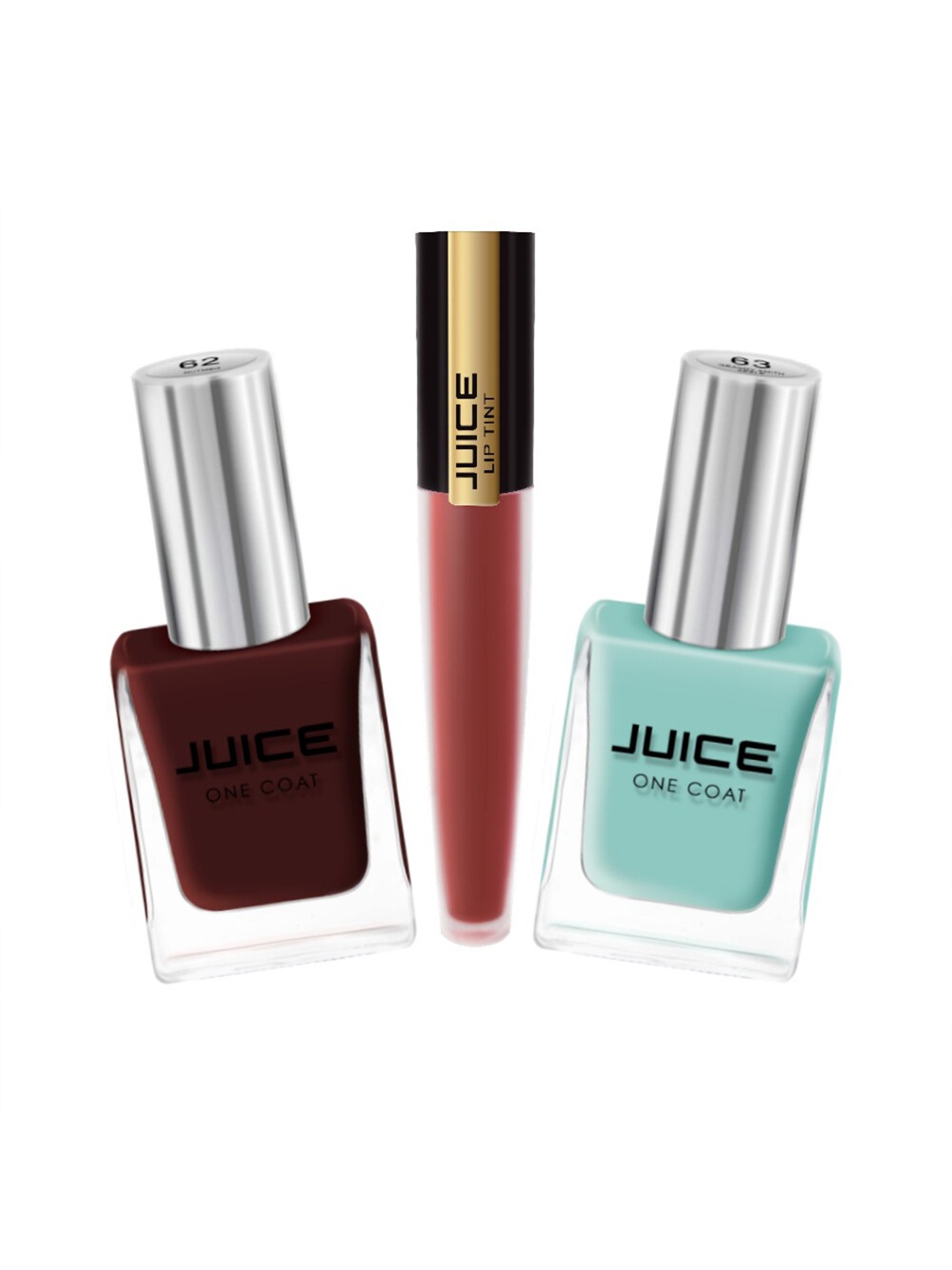 

JUICE Set of Nutmeg 62 - Granny Smith Apple 63 Nail Pants & Madly Maroon M43 Liptint, Coffee brown