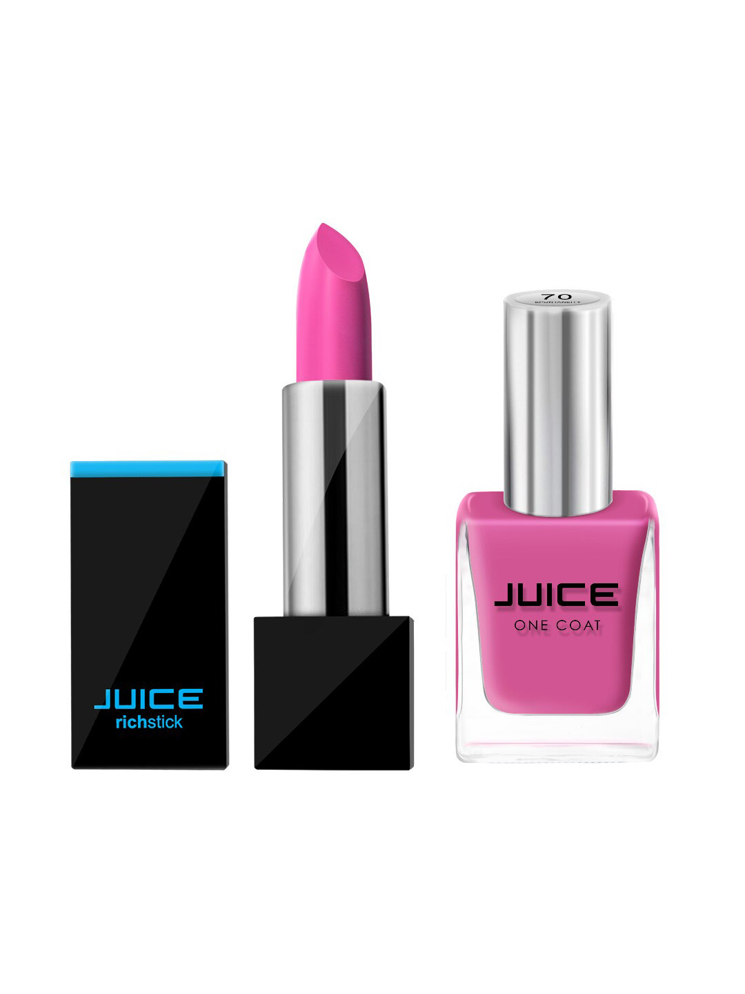 

Juice Set of Richstick Lipstick - Candy Floss M01 & Nail Paint - Spontaneity 70, Pink