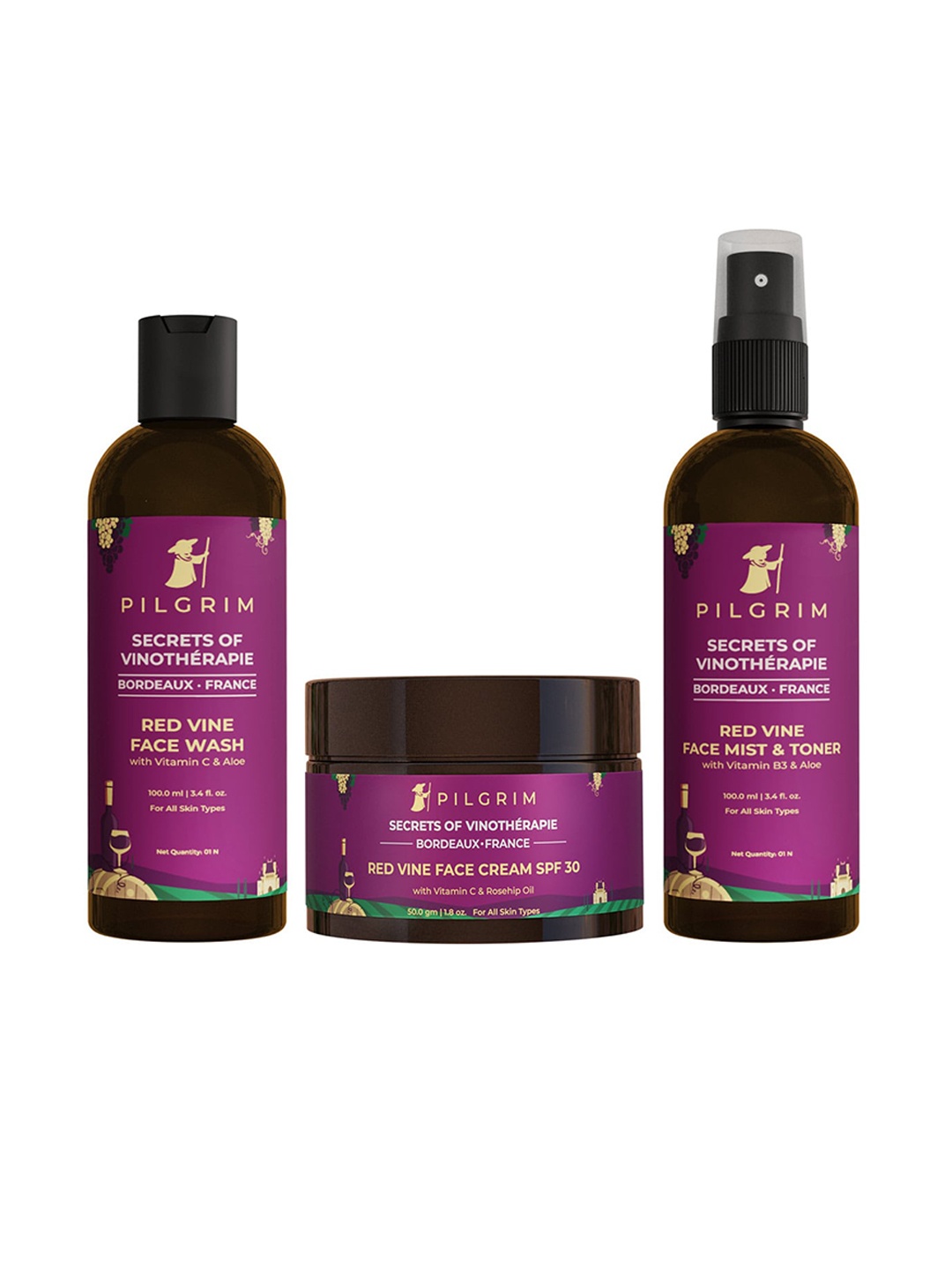 

Pilgrim Anti Ageing & Extra-Glow Skin Care Kit for De-Pigmentation, Purple