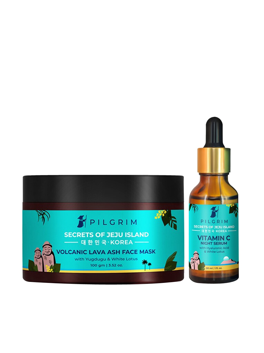 

Pilgrim Korean Beauty Combo of Vitamin C Face Serum & Volcanic Lava Face Mask, Teal