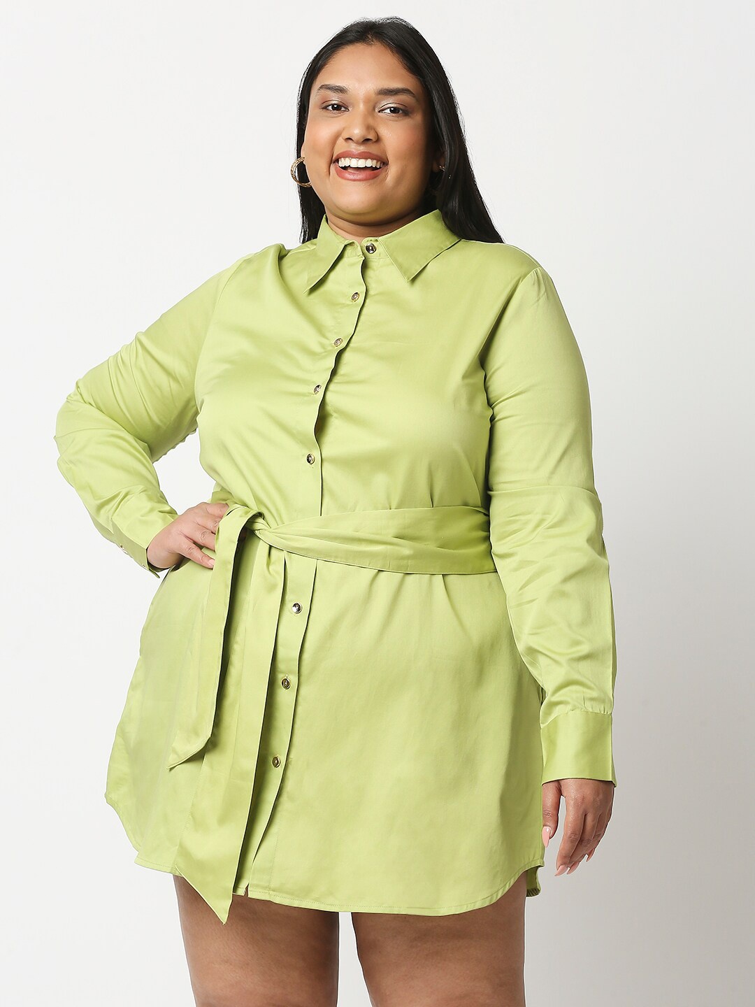 

20Dresses Women Plus Size Green Shirt Mini Dress