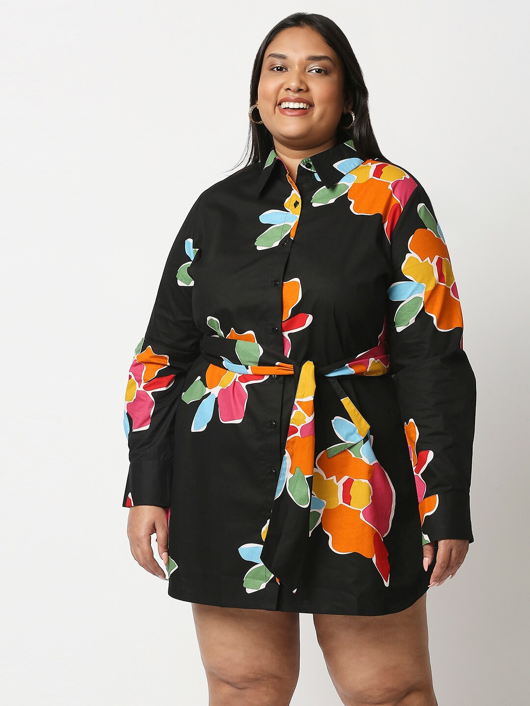 

20Dresses Plus Size Black Floral Shirt Dress