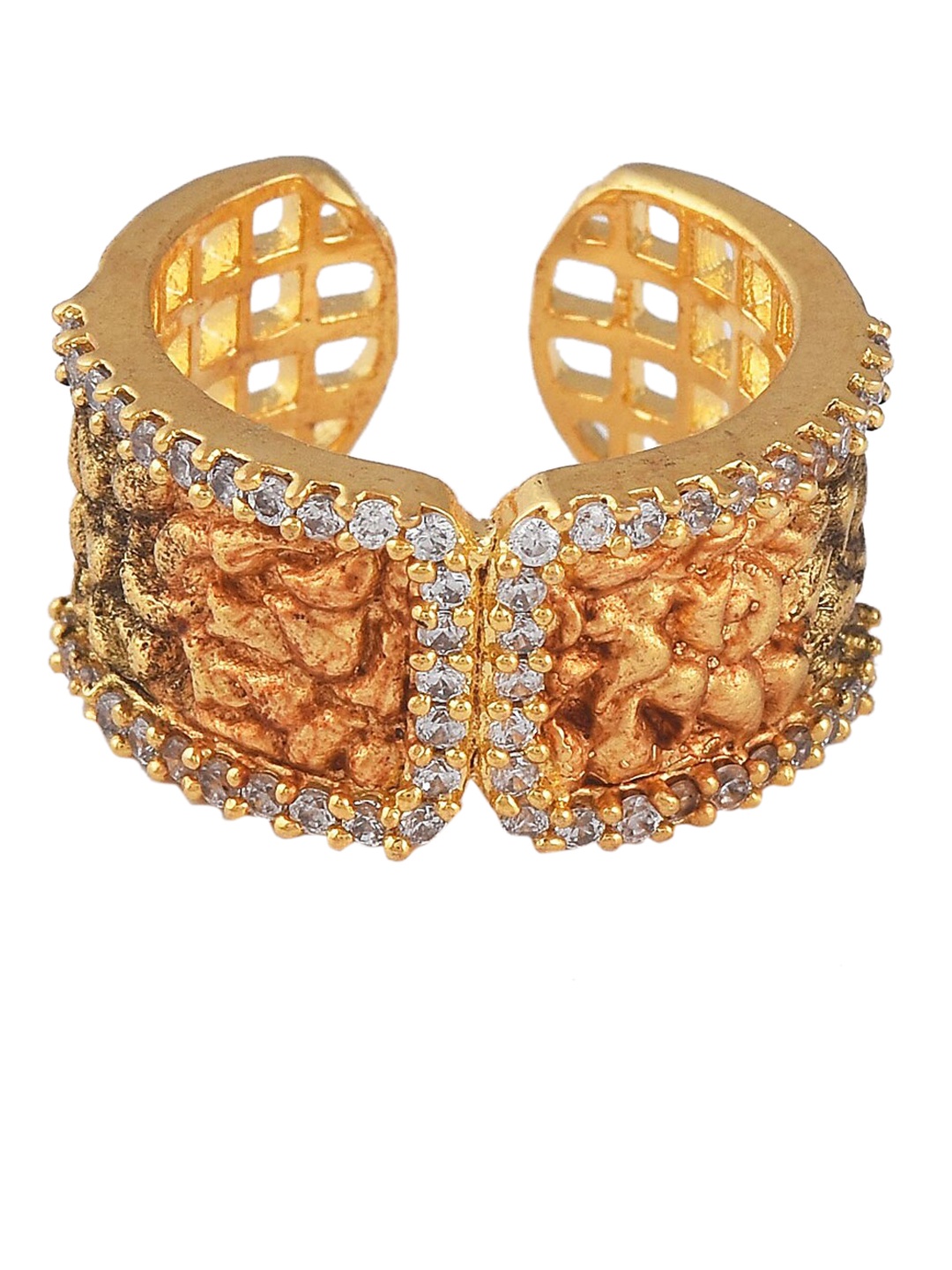 

Tistabene Gold-Plated Contemporary Oxidised Band Ring