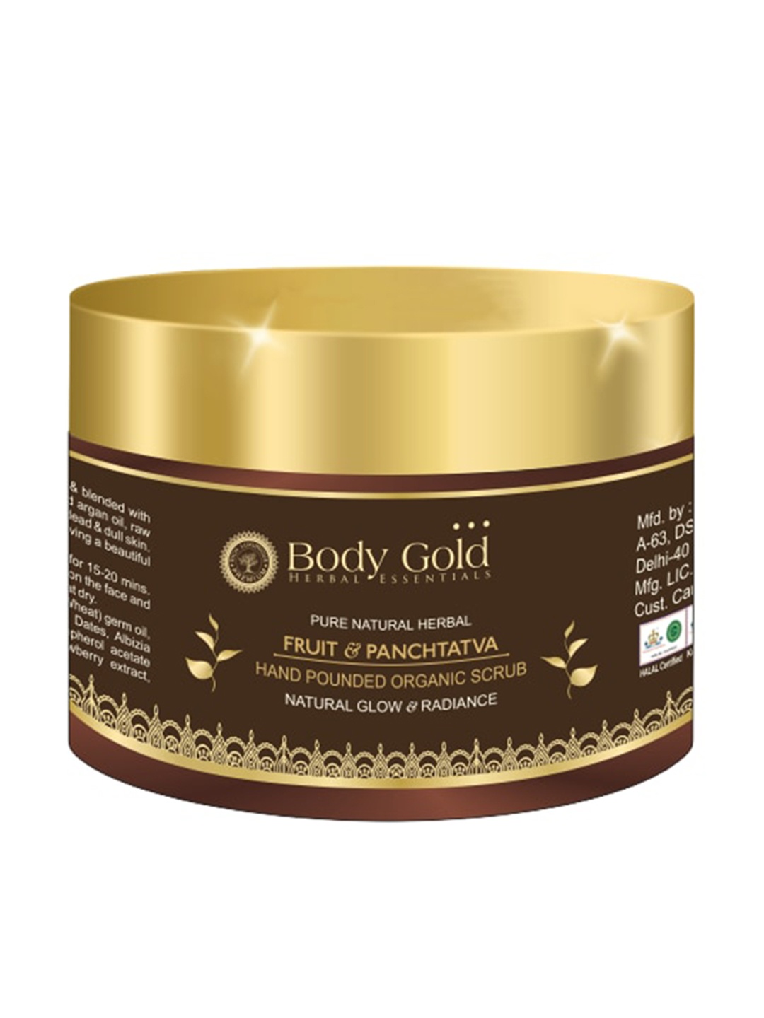 

Body Gold Fruit & Panchtatva Hand Pounded Organic Scrub - 50 g, Brown