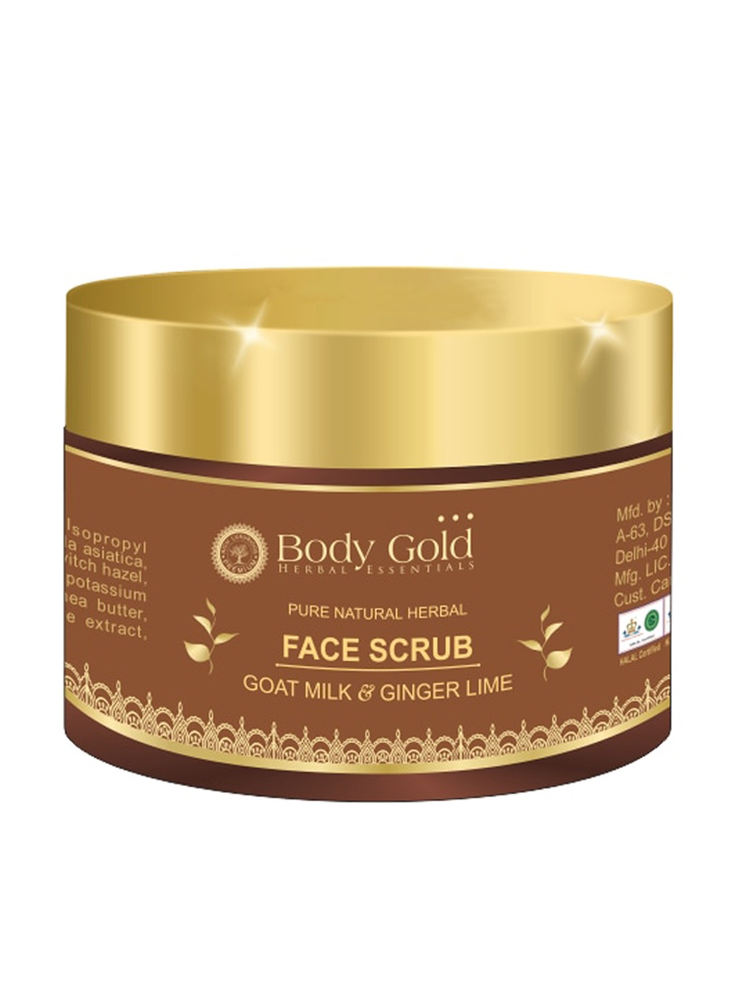 

Body Gold Pure Natural Herbal Face Scrub with Goat Milk & Ginger Lime 50 g, Brown